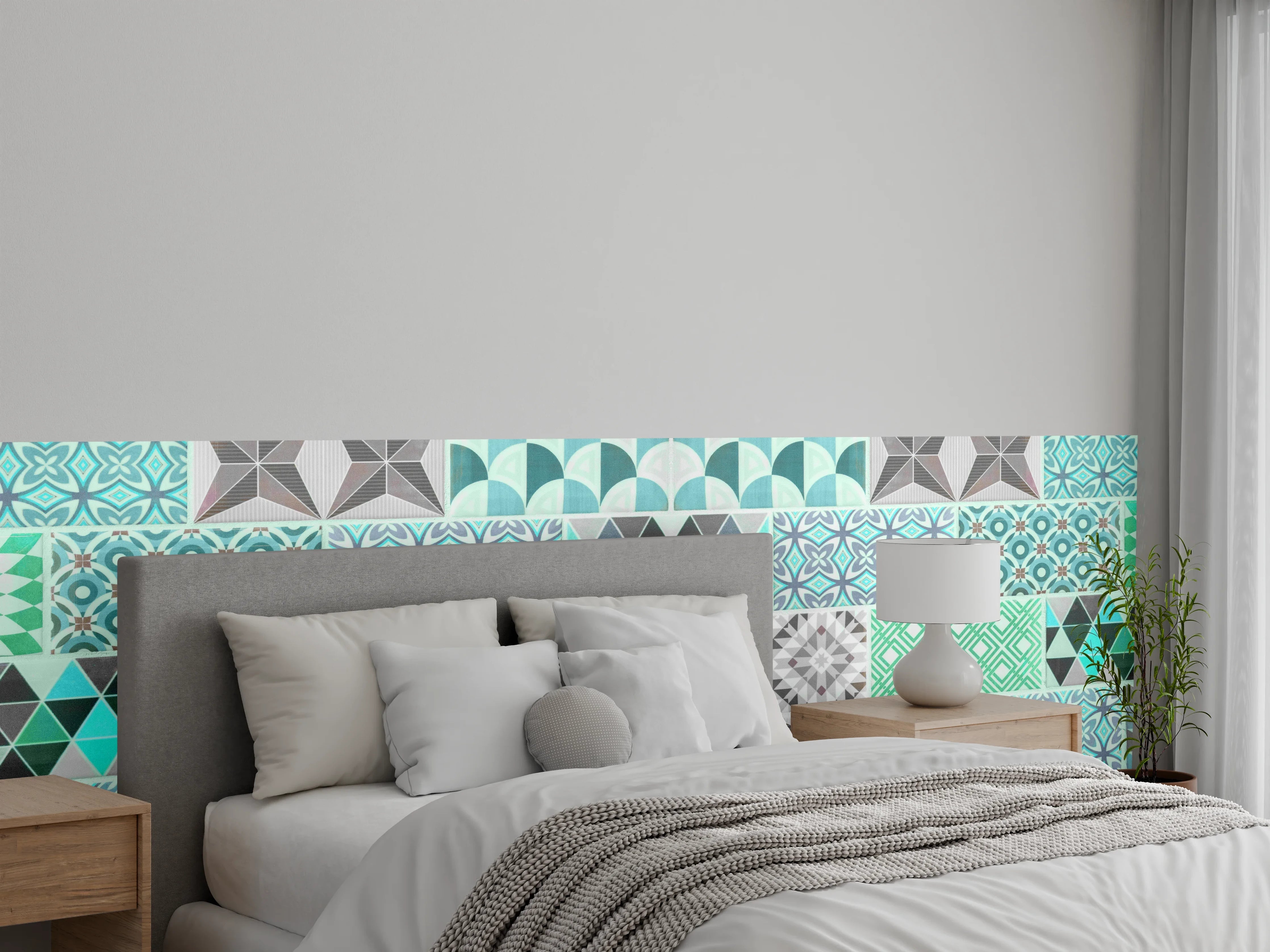 Wandverkleidung Schlafzimmer - Vintage geometrisch Mosaik