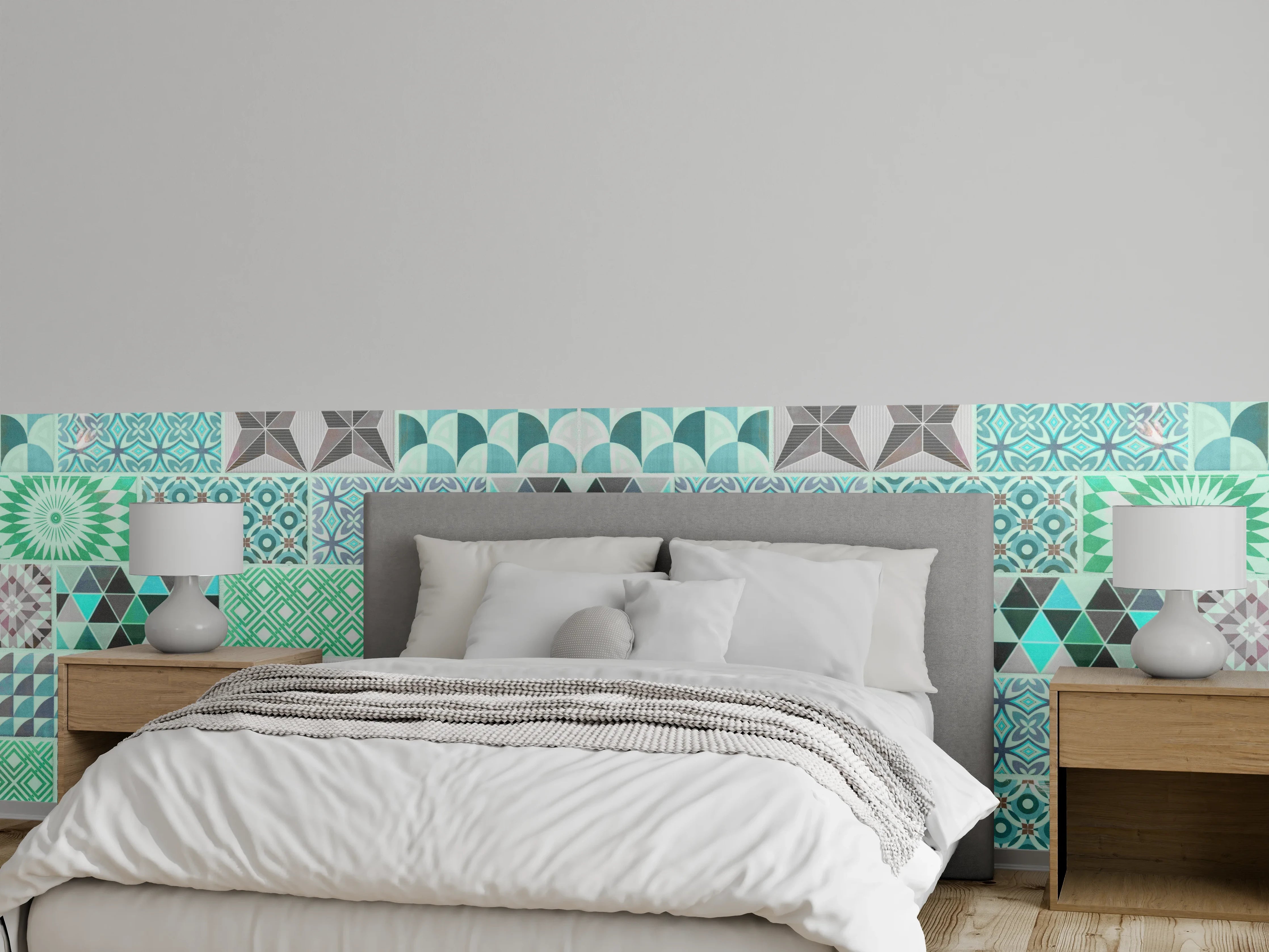 Wandverkleidung Schlafzimmer - Vintage geometrisch Mosaik