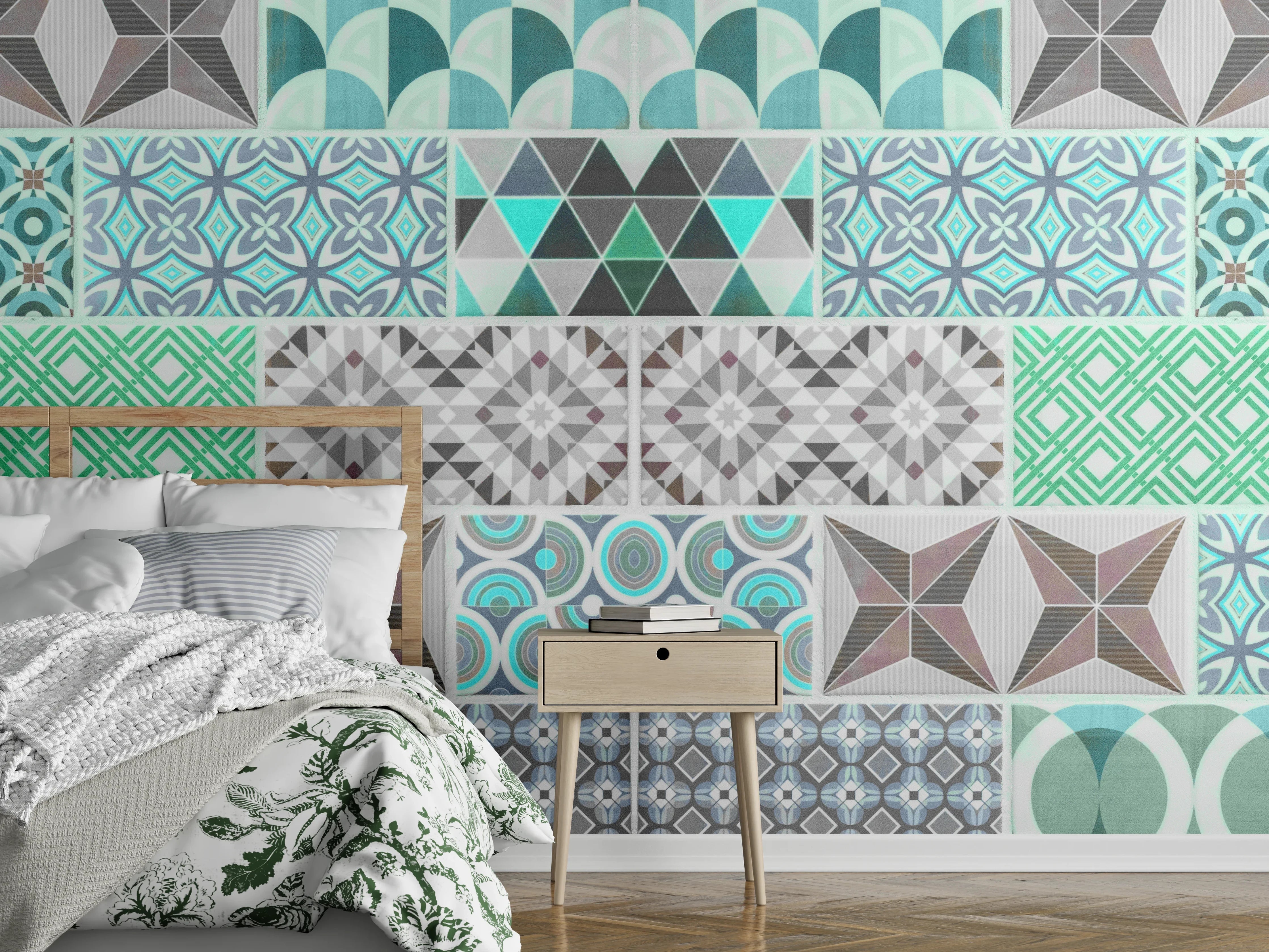 Wandverkleidung Schlafzimmer - Vintage geometrisch Mosaik