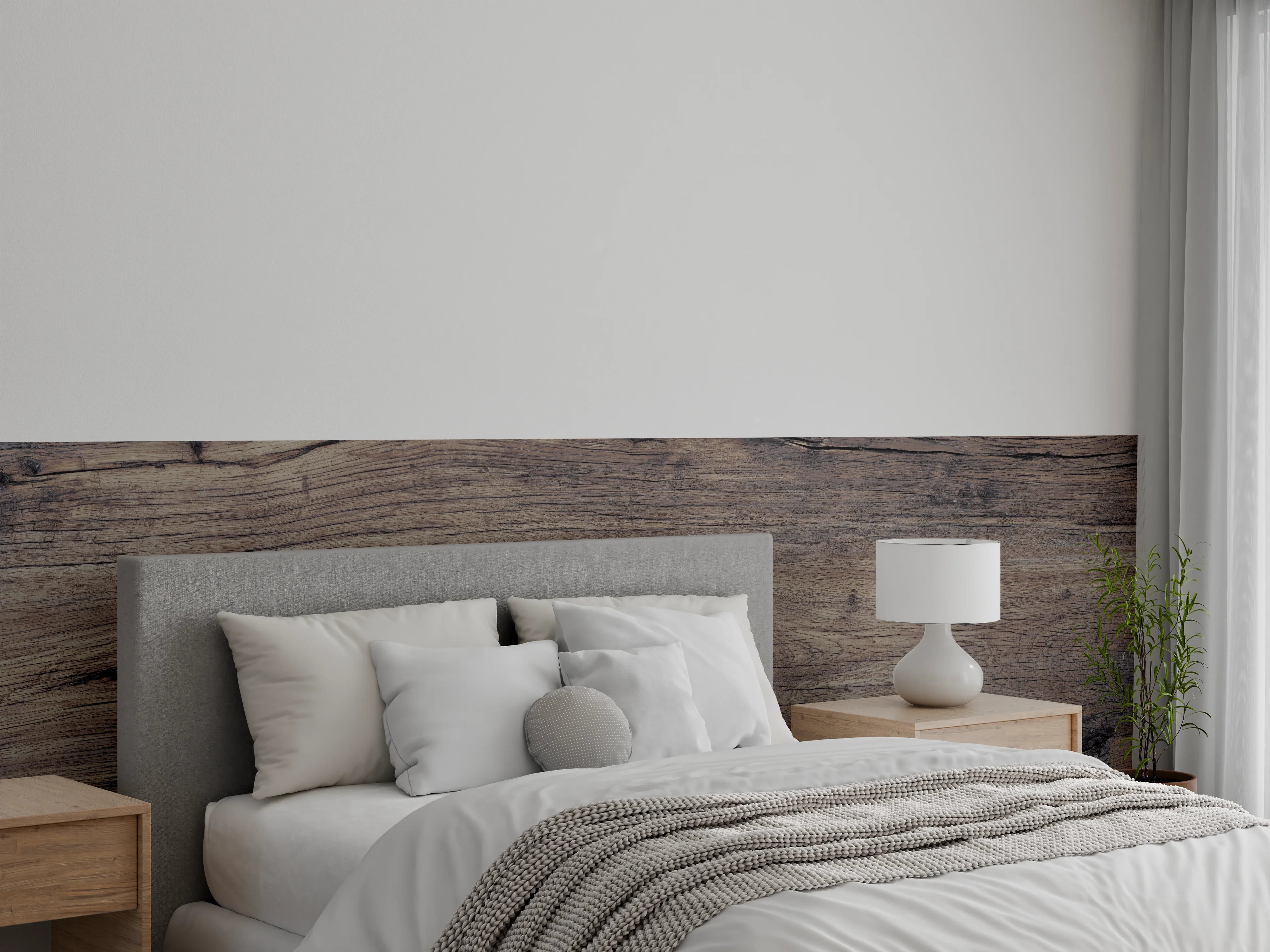 Wandverkleidung Schlafzimmer - Vintage gräuliche Holztextur