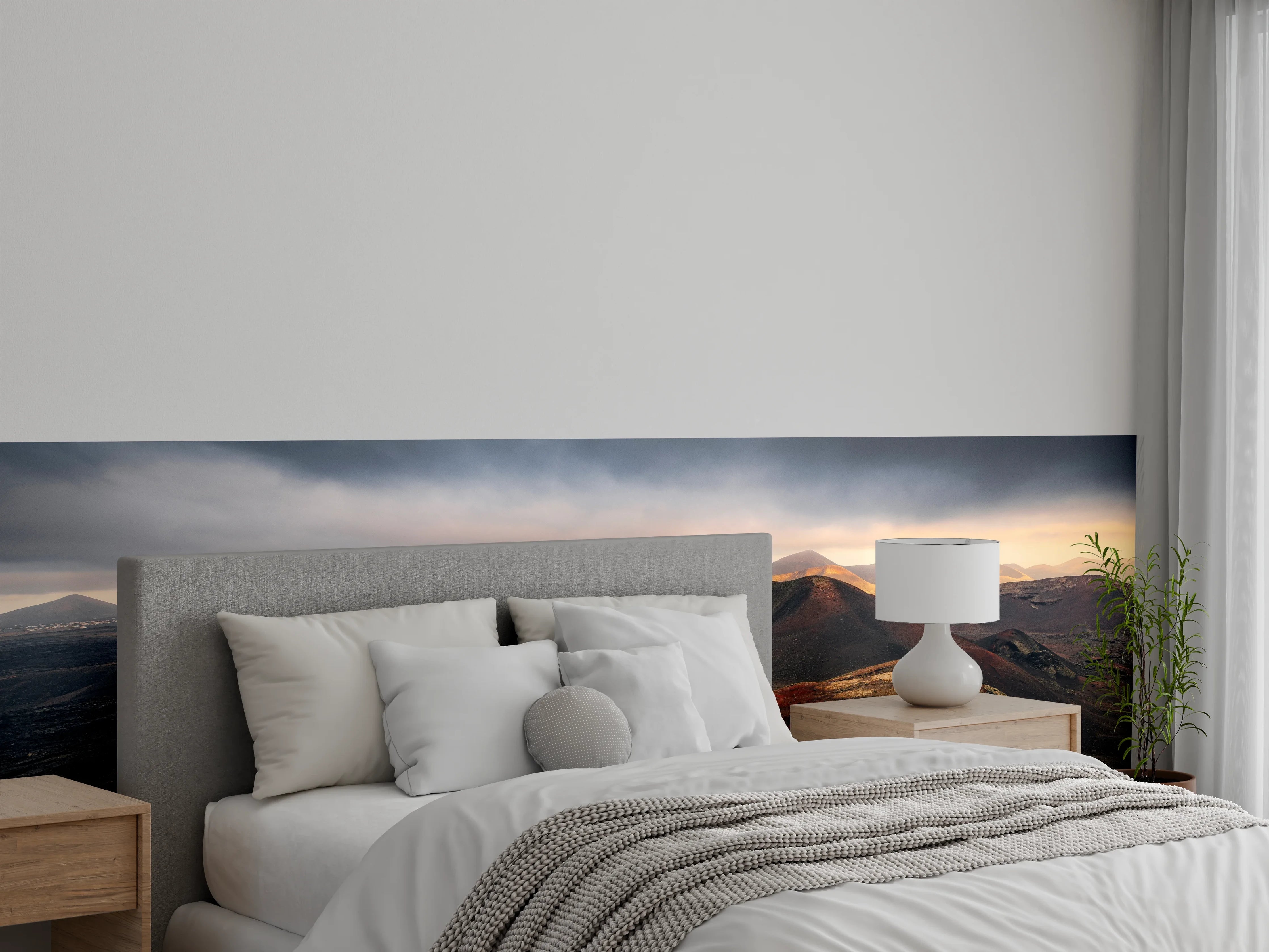 Wandverkleidung Schlafzimmer - Vulkanische Gebirgslandschaft im Sonnenlicht