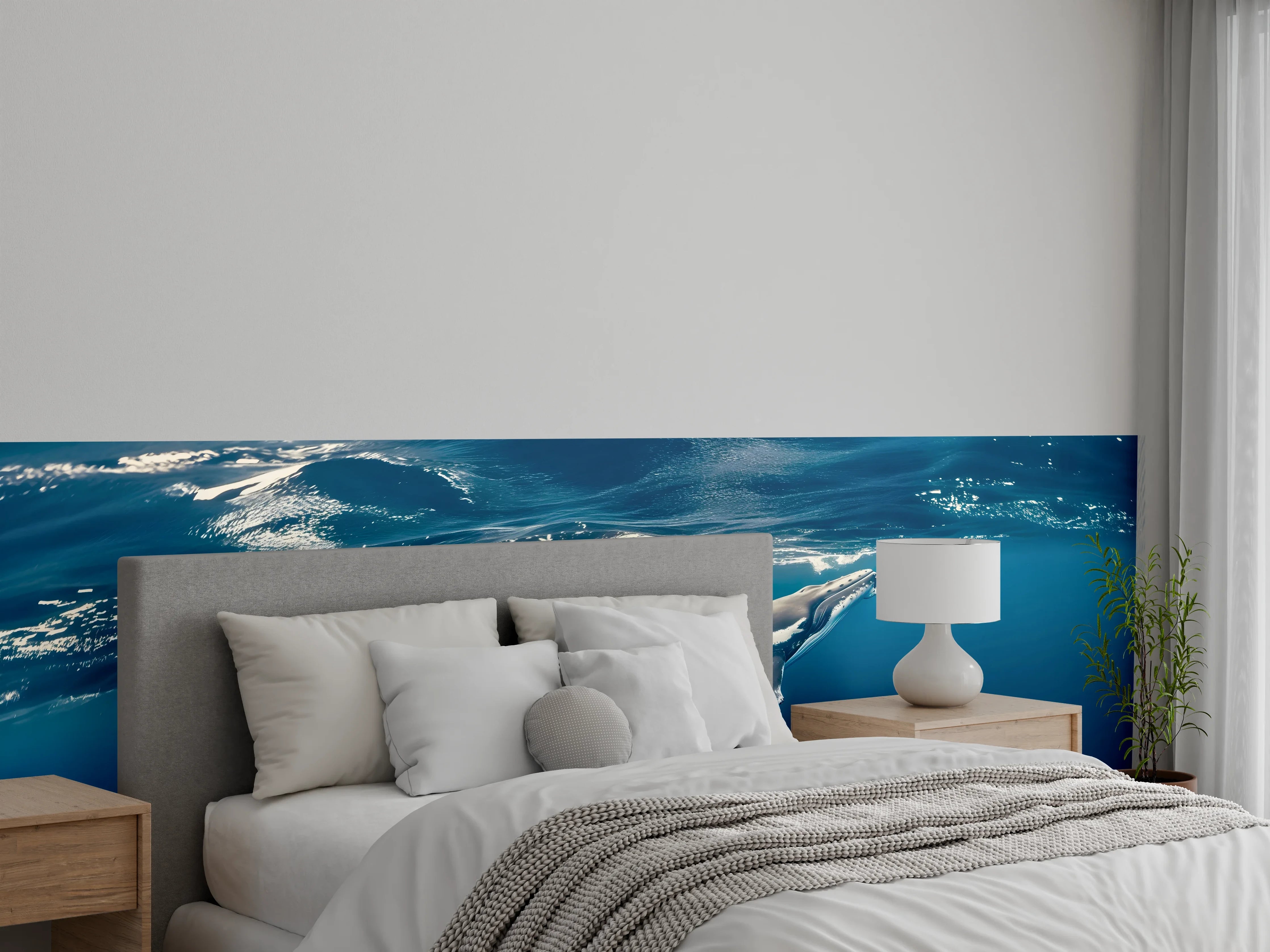 Wandverkleidung Schlafzimmer - Wal im blauen Ozean