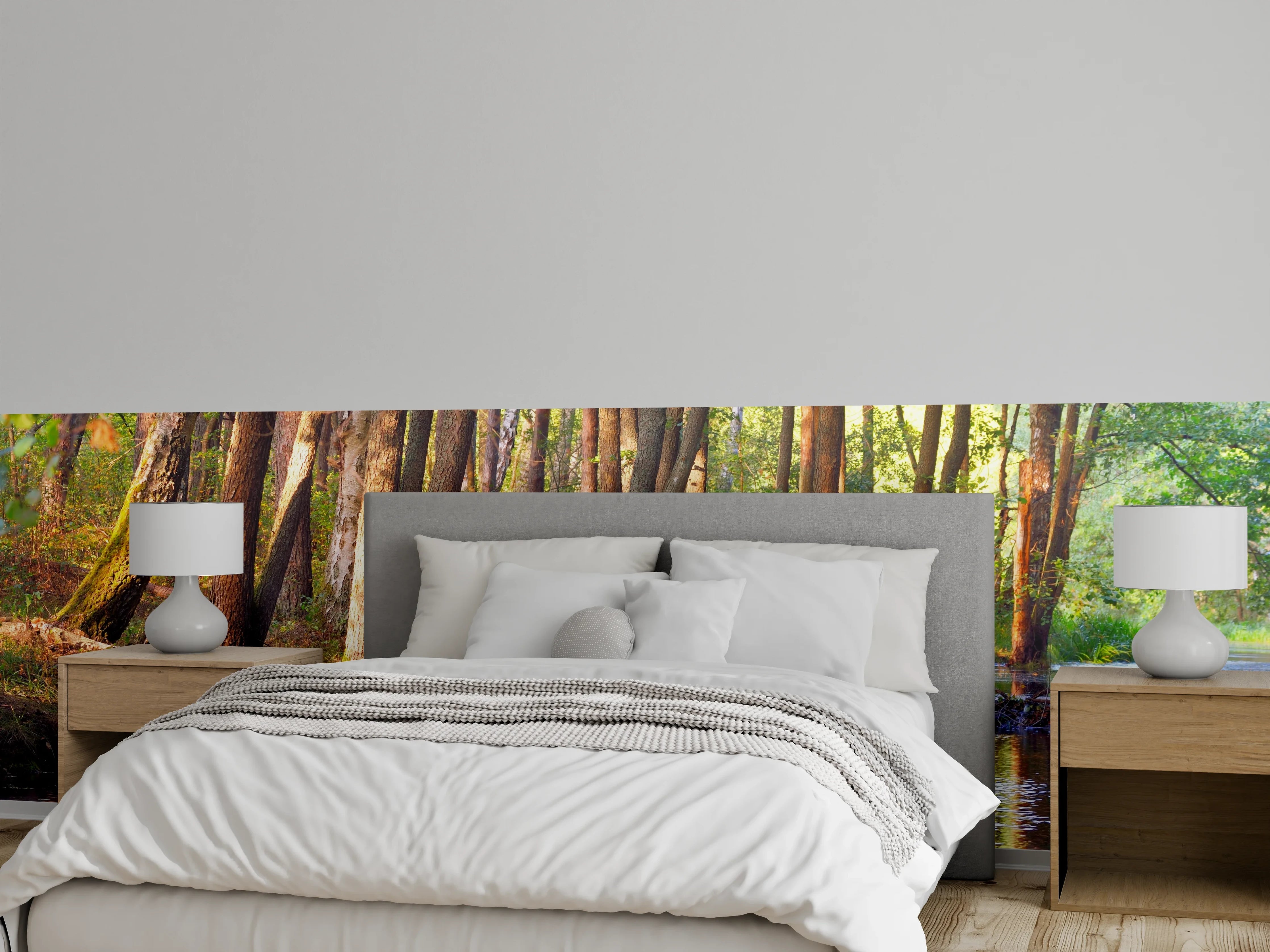 Wandverkleidung Schlafzimmer - Wald am Fluss – Naturidylle
