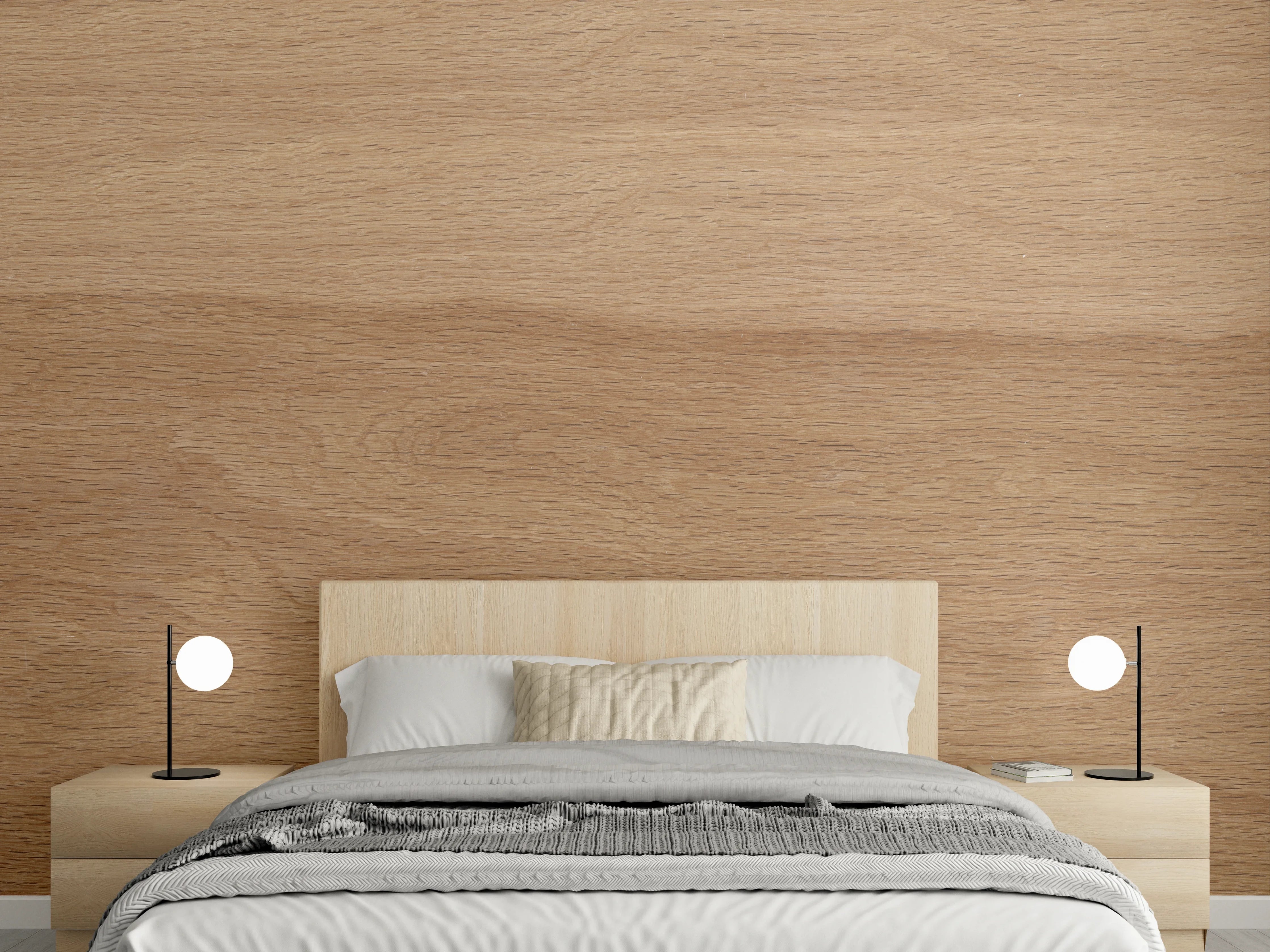 Wandverkleidung Schlafzimmer - Warmbraune Eichenholz-Textur