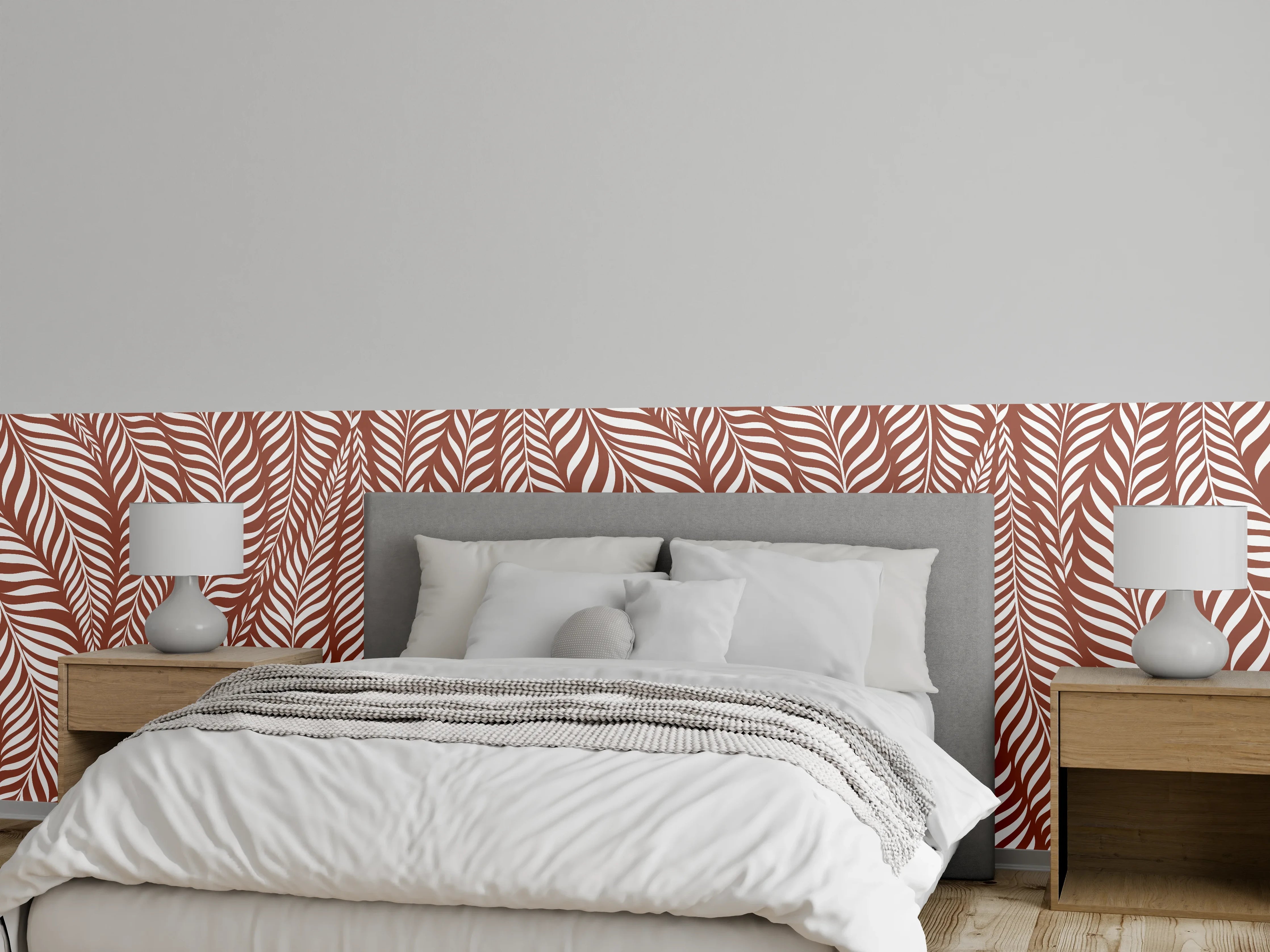 Wandverkleidung Schlafzimmer - Warme Braun-Töne mit feinen Linienmuster