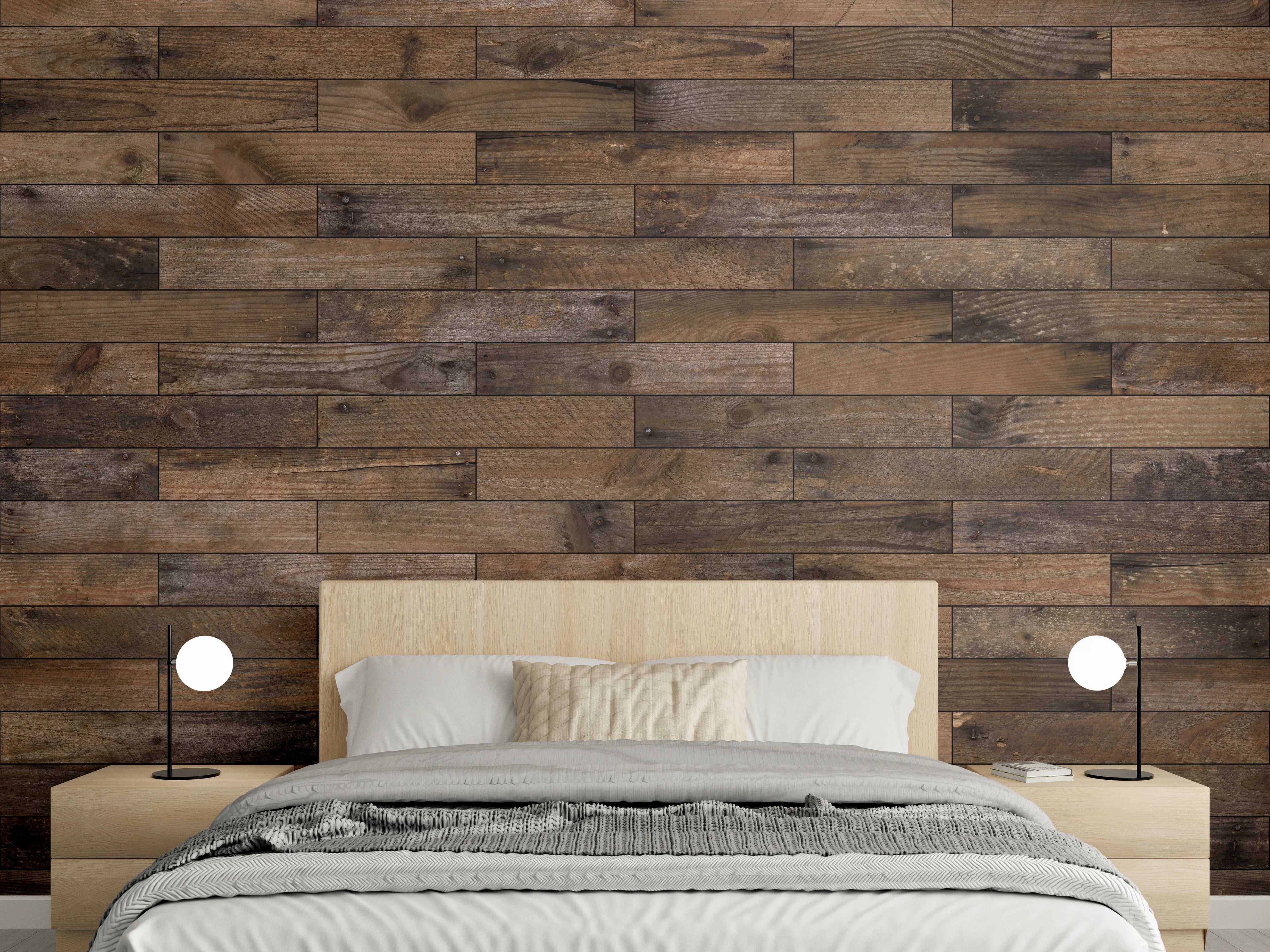 Wandverkleidung Schlafzimmer - Warme Holz-Optik mit natürlicher Maserung