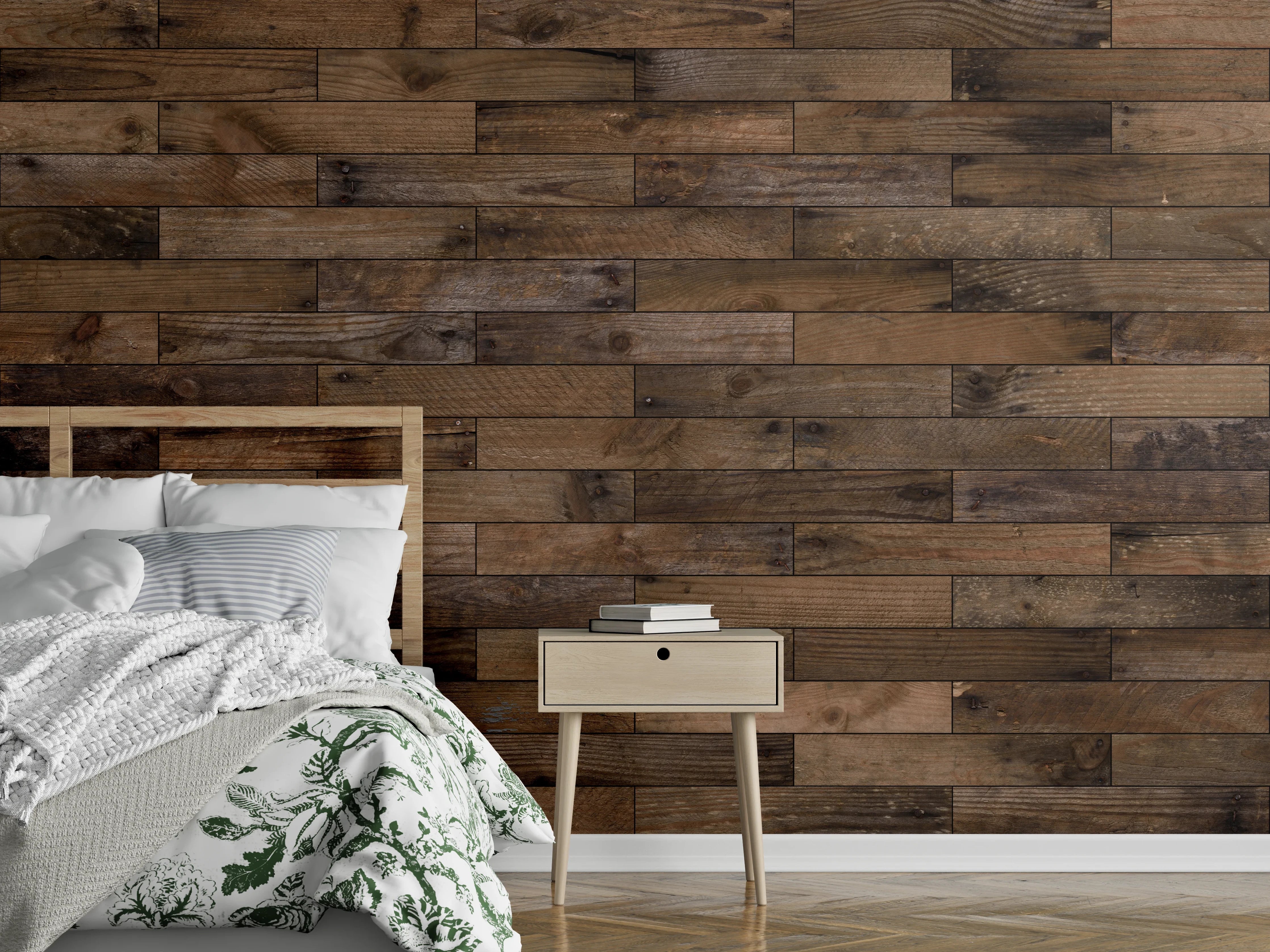 Wandverkleidung Schlafzimmer - Warme Holz-Optik mit natürlicher Maserung