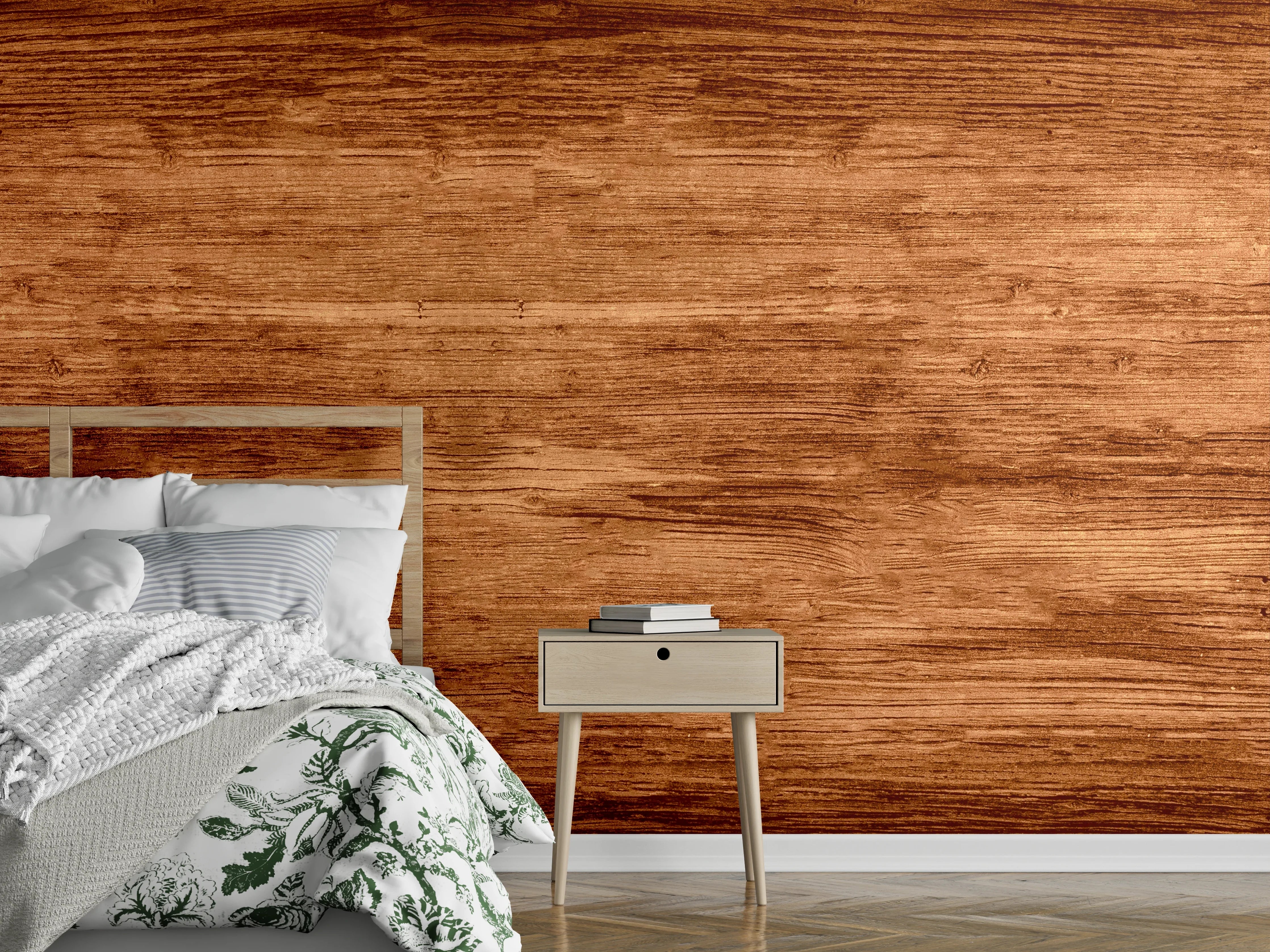 Wandverkleidung Schlafzimmer - Warme Holzoptik in Braun