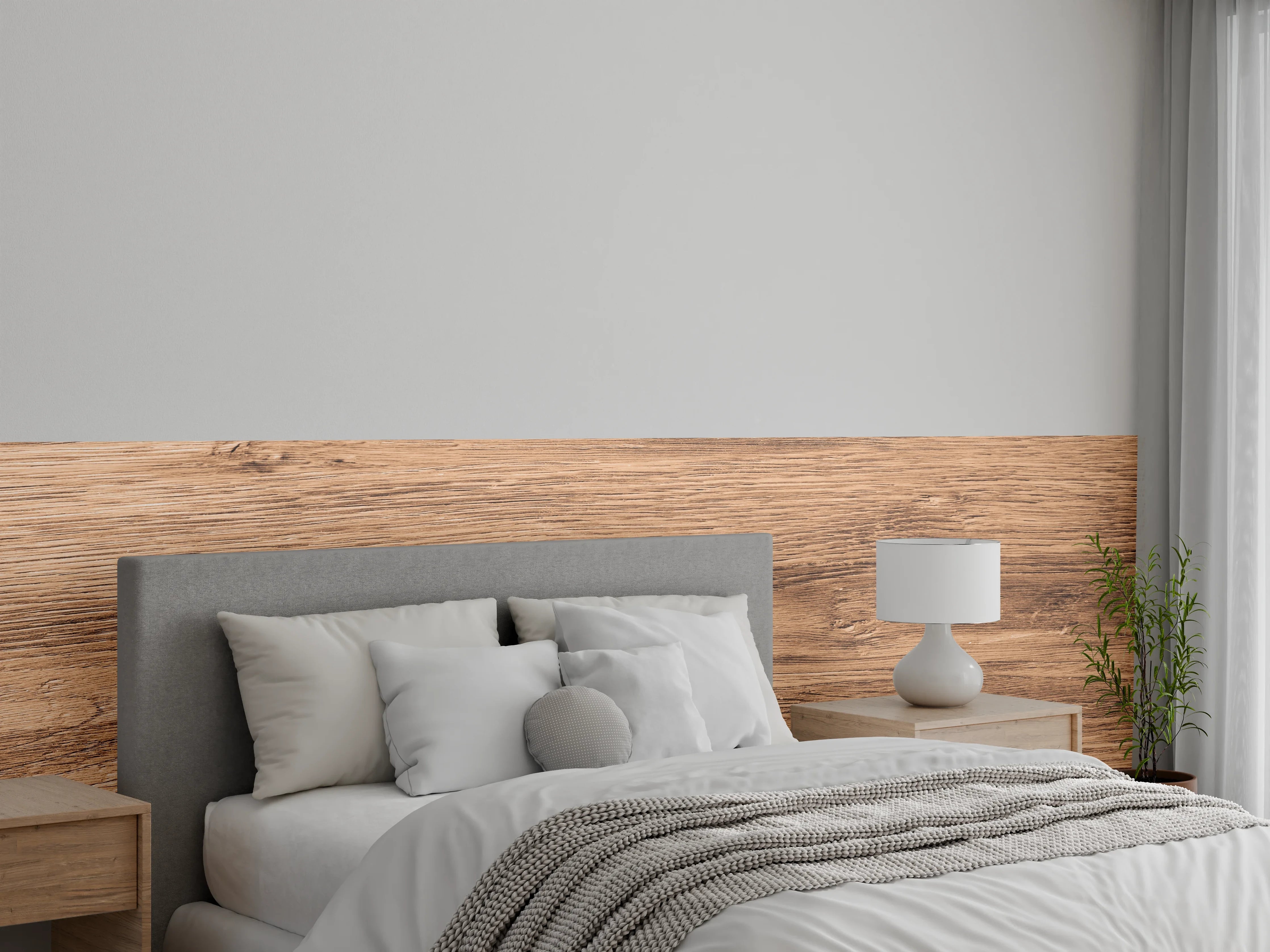 Wandverkleidung Schlafzimmer - Warme Holztöne mit feiner Maserung