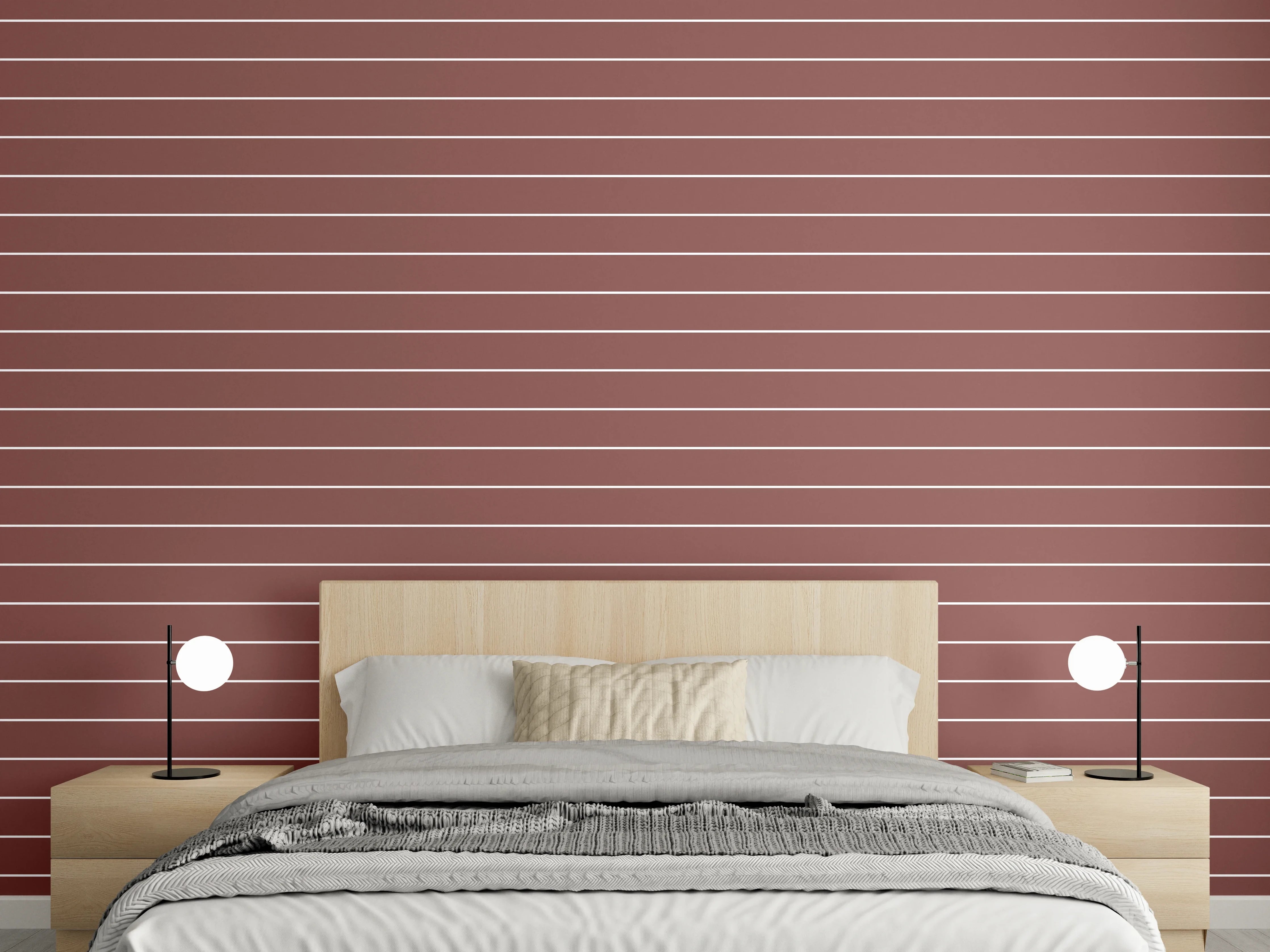 Wandverkleidung Schlafzimmer - Warmer Brauner Streifenmustertapete