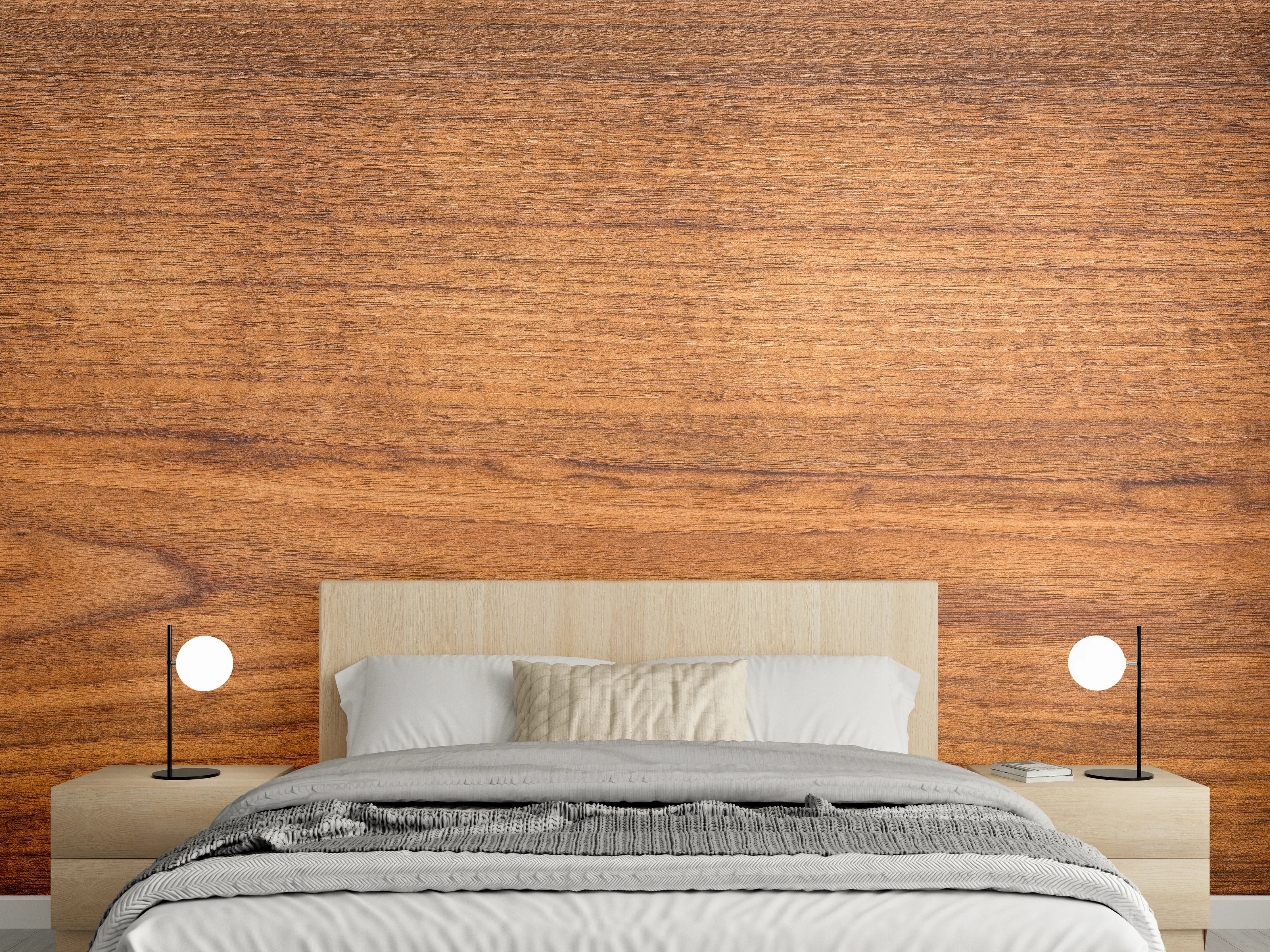 Wandverkleidung Schlafzimmer - Warmes Holzdesign mit natürlicher Maserung