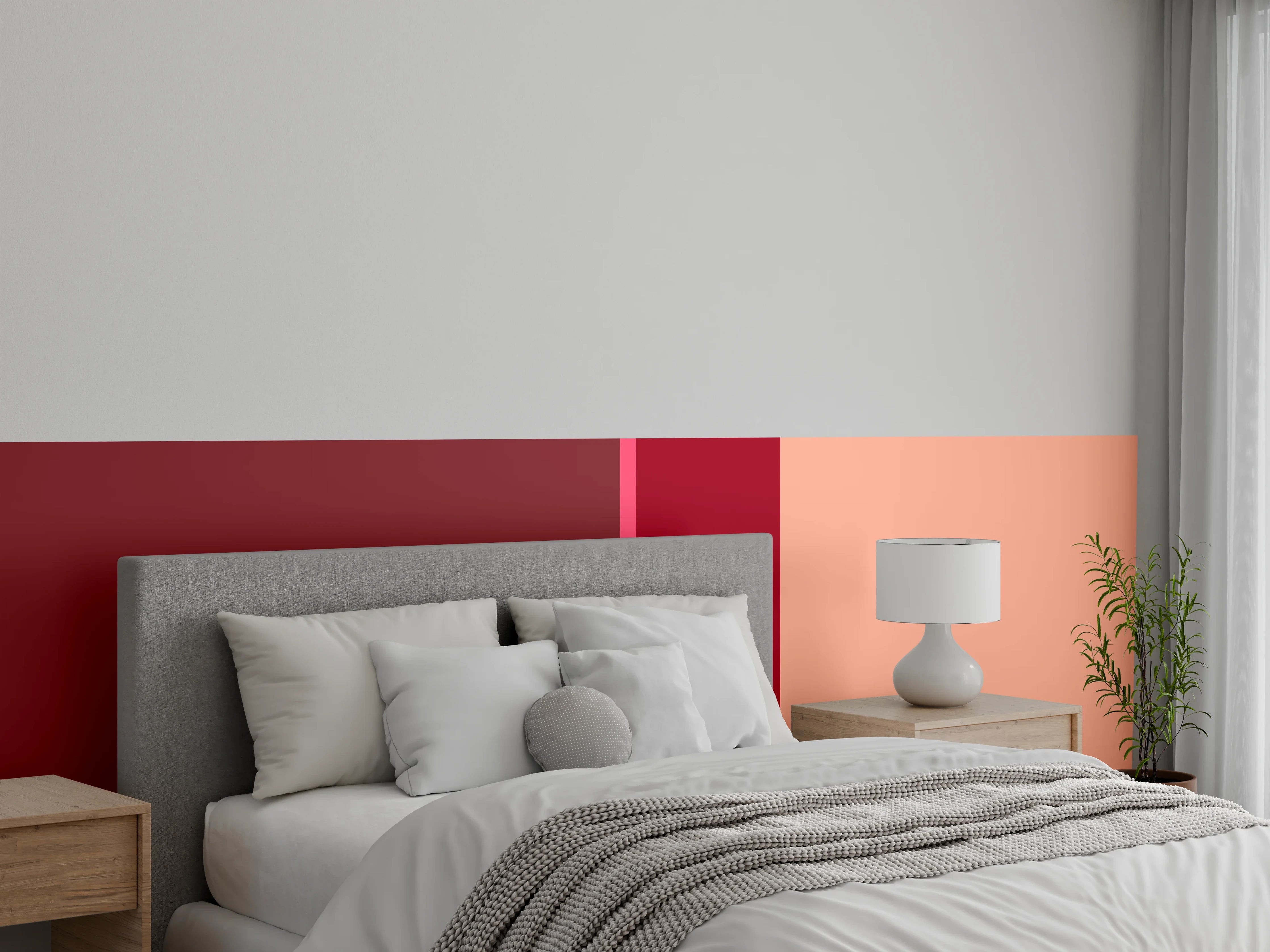 Wandverkleidung Schlafzimmer - Warmes Rottöne mit sanftem Beigeton