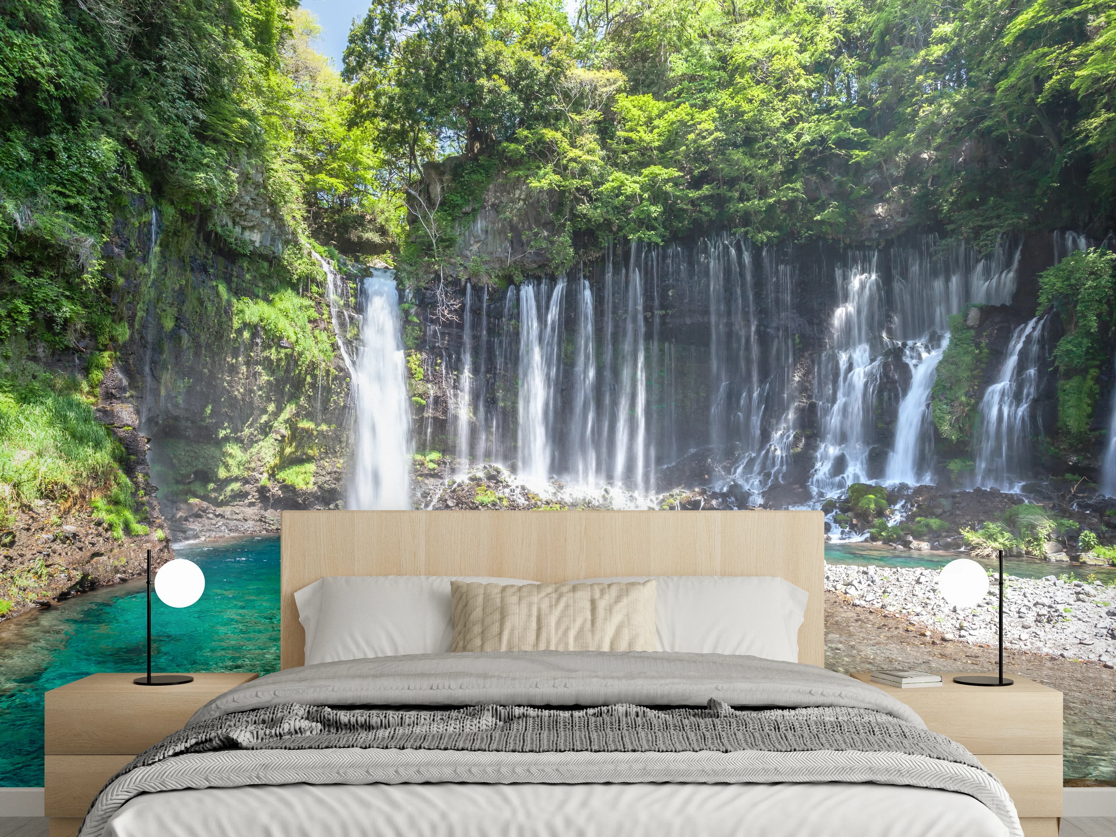 Wandverkleidung Schlafzimmer - Wasserfall Oase Naturfotografie