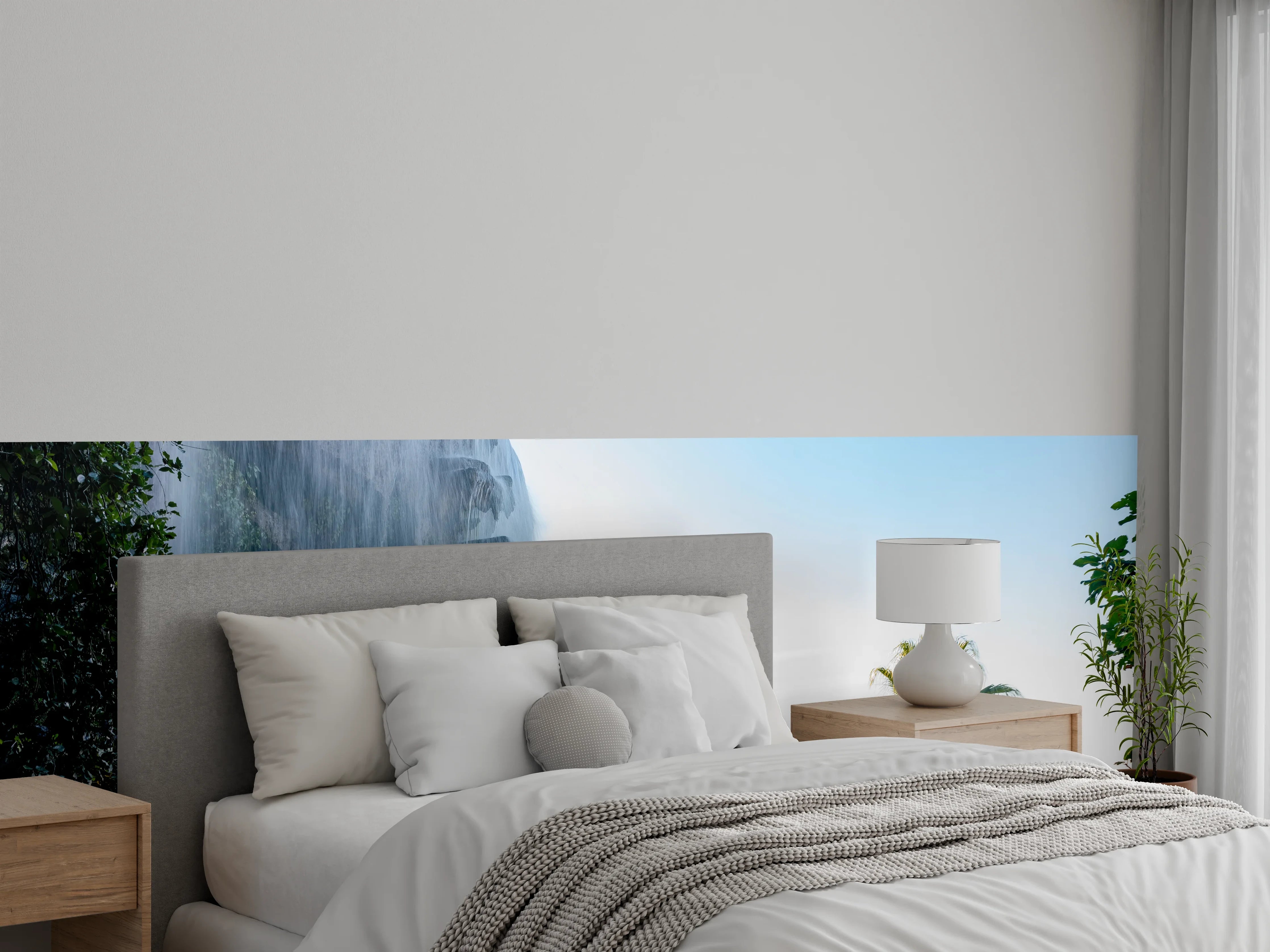 Wandverkleidung Schlafzimmer - Wasserfall am Palmenweg Panorama