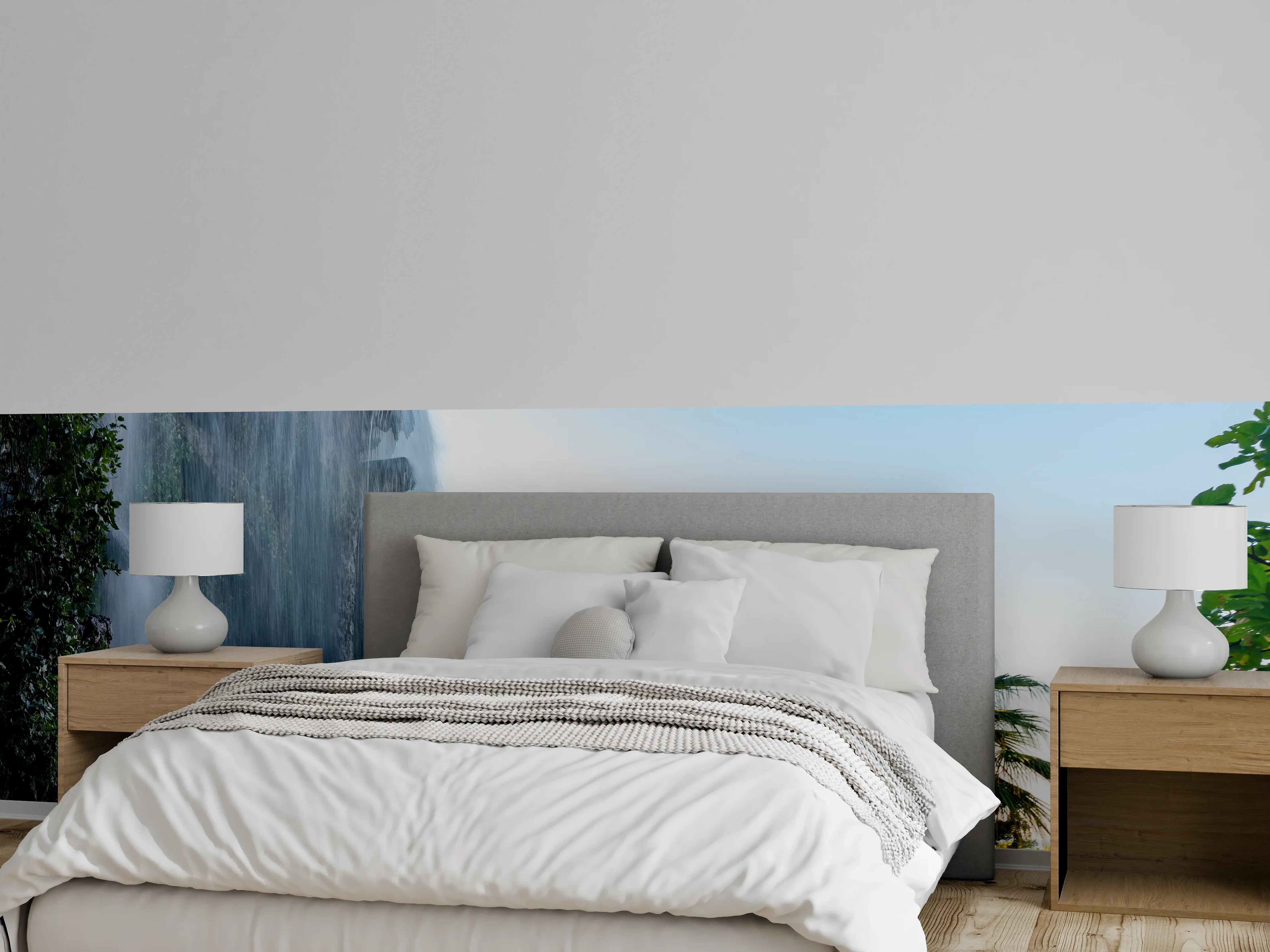 Wandverkleidung Schlafzimmer - Wasserfall am Palmenweg Panorama
