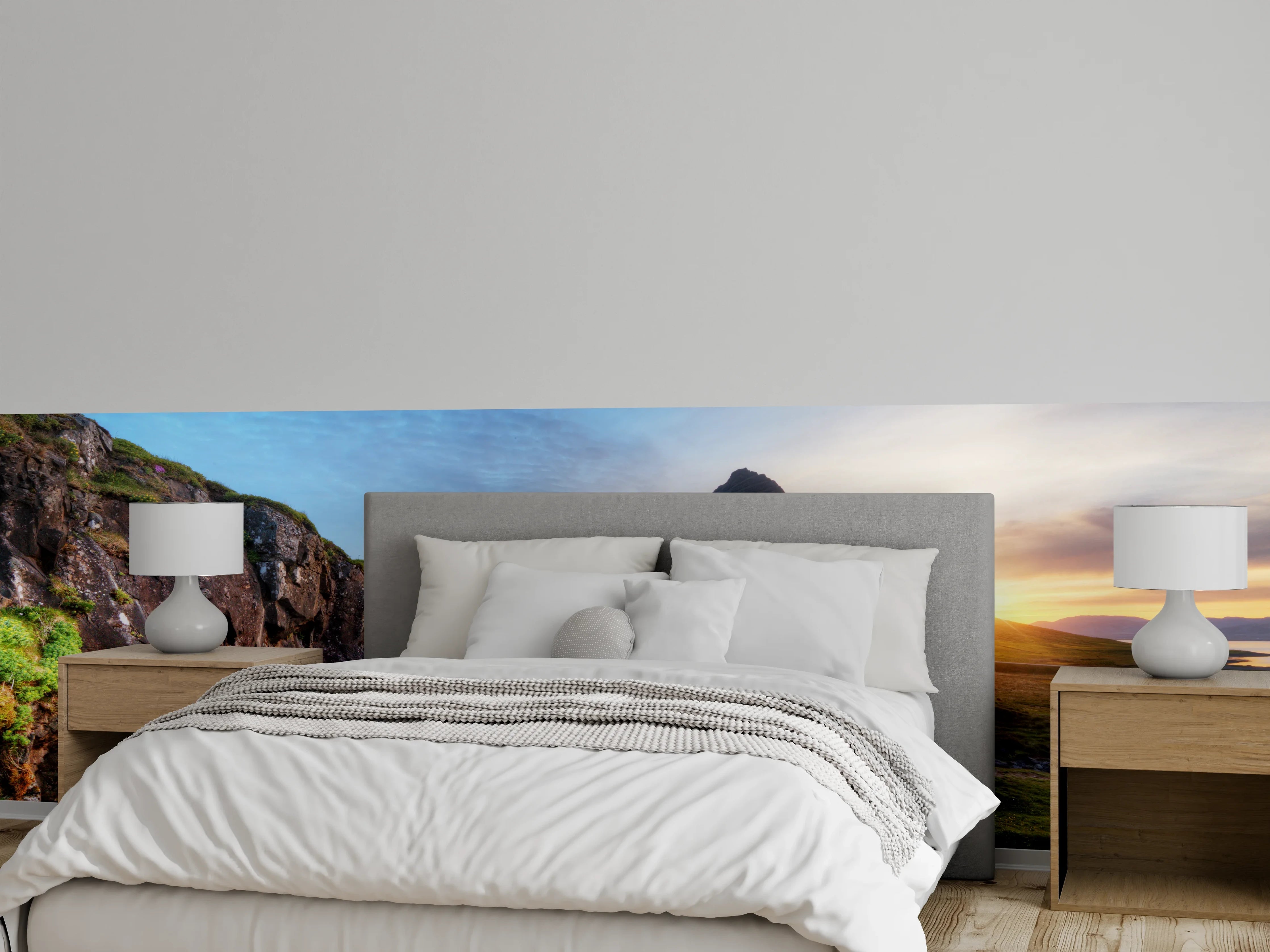 Wandverkleidung Schlafzimmer - Wasserfall bei Sonnenuntergang