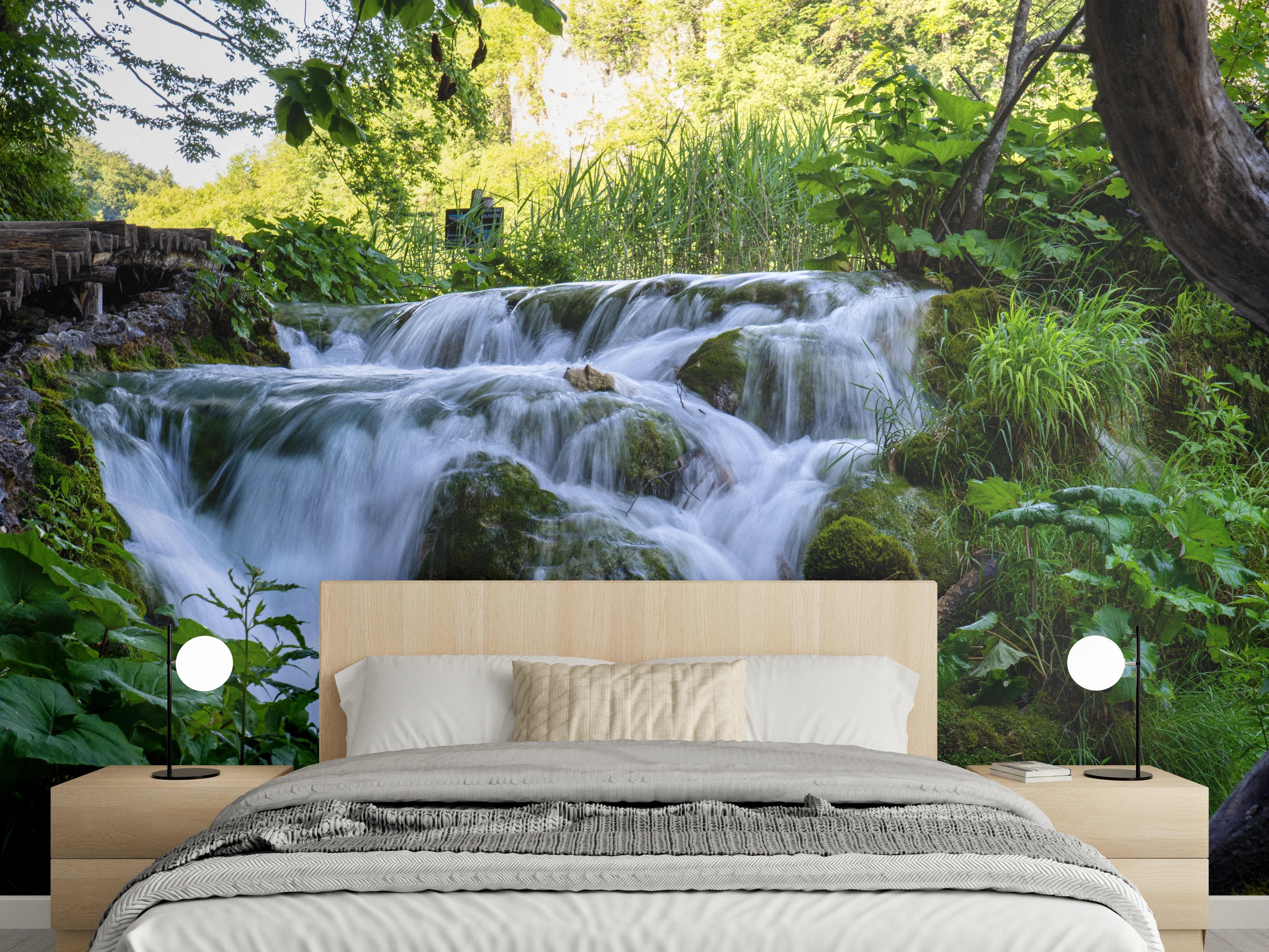 Wandverkleidung Schlafzimmer - Wasserfall im Nationalpark Plitvicer Seen