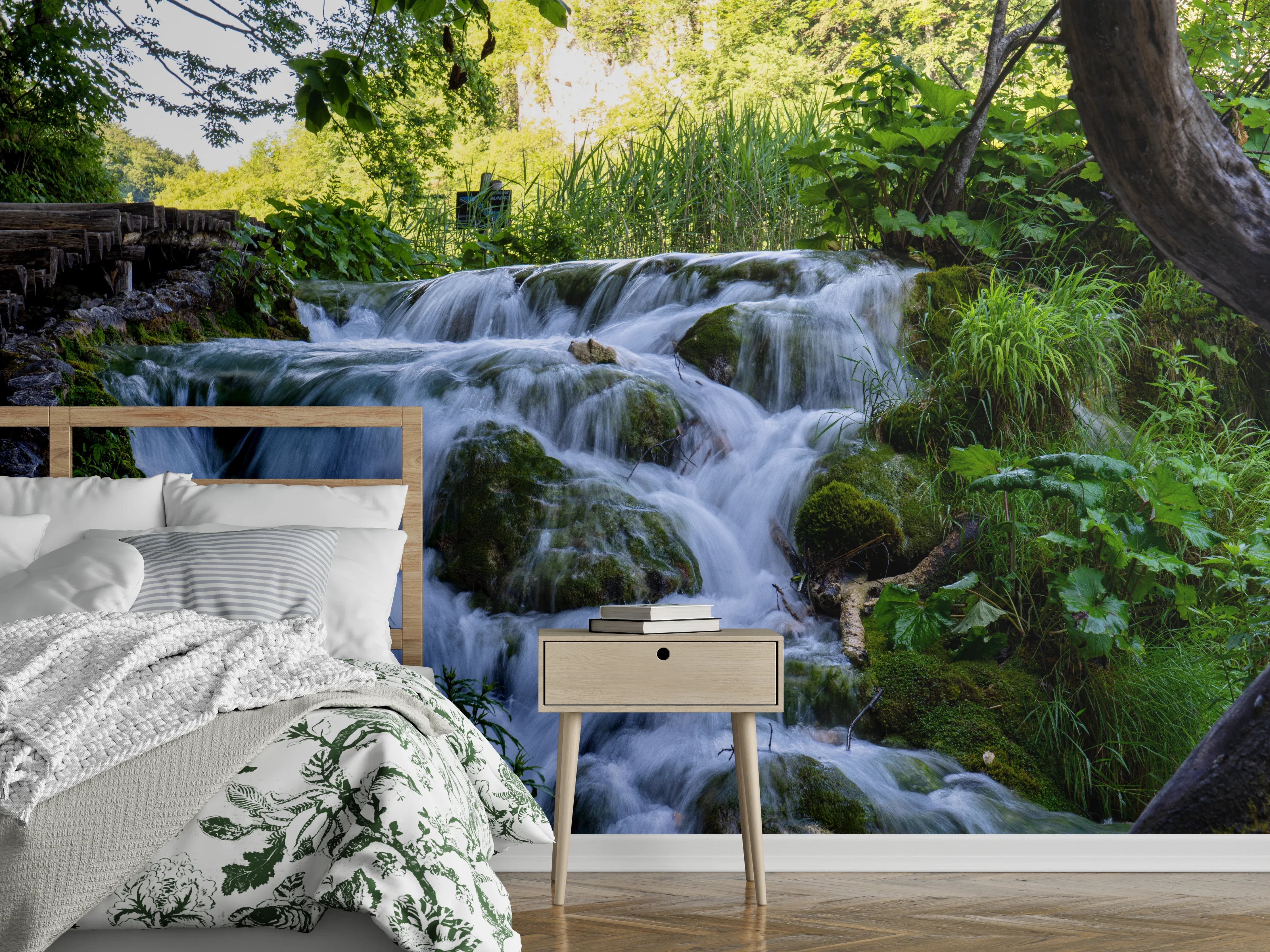 Wandverkleidung Schlafzimmer - Wasserfall im Nationalpark Plitvicer Seen