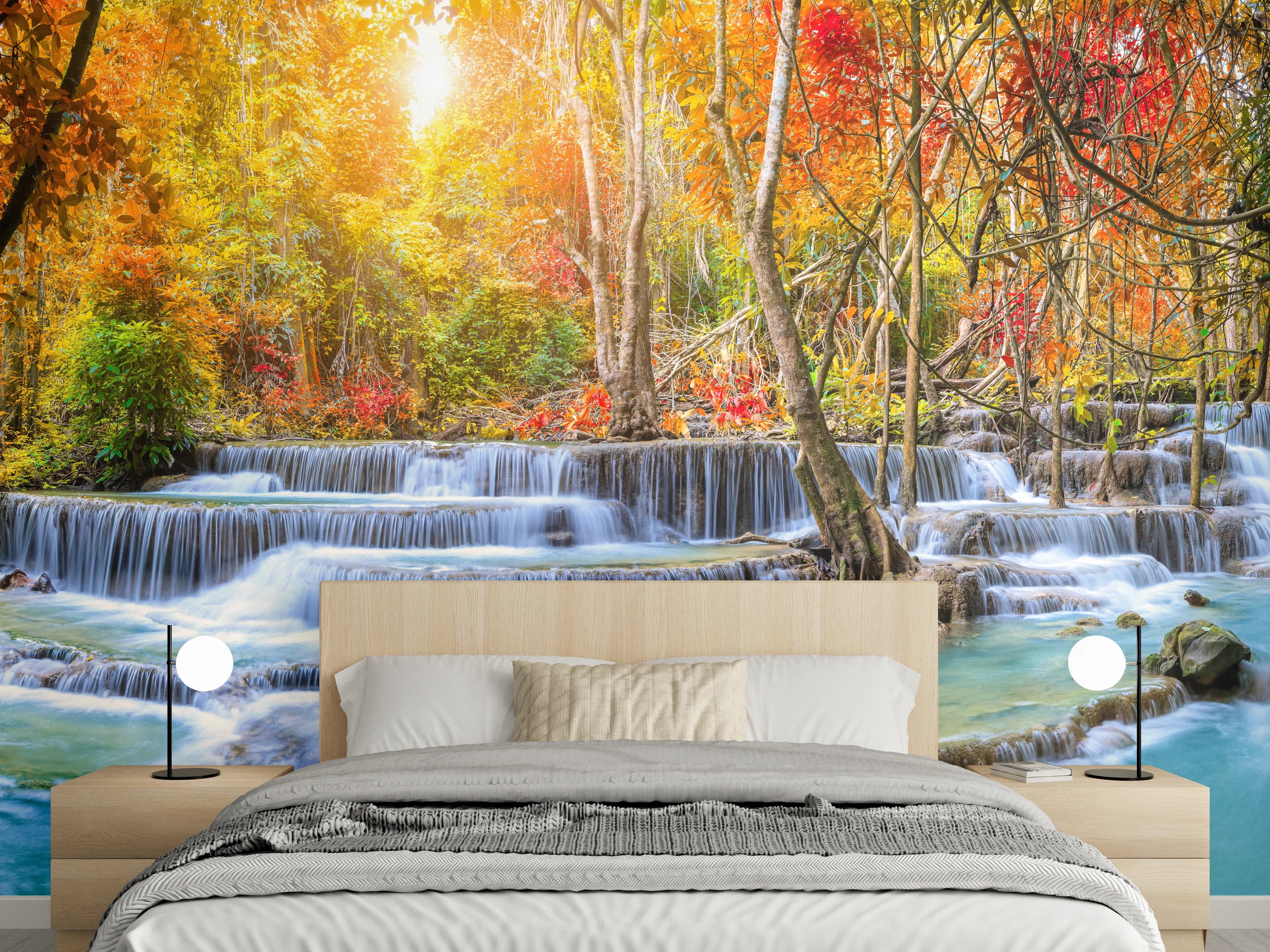 Wandverkleidung Schlafzimmer - Wasserfall im Wald Thailand Nationalparks
