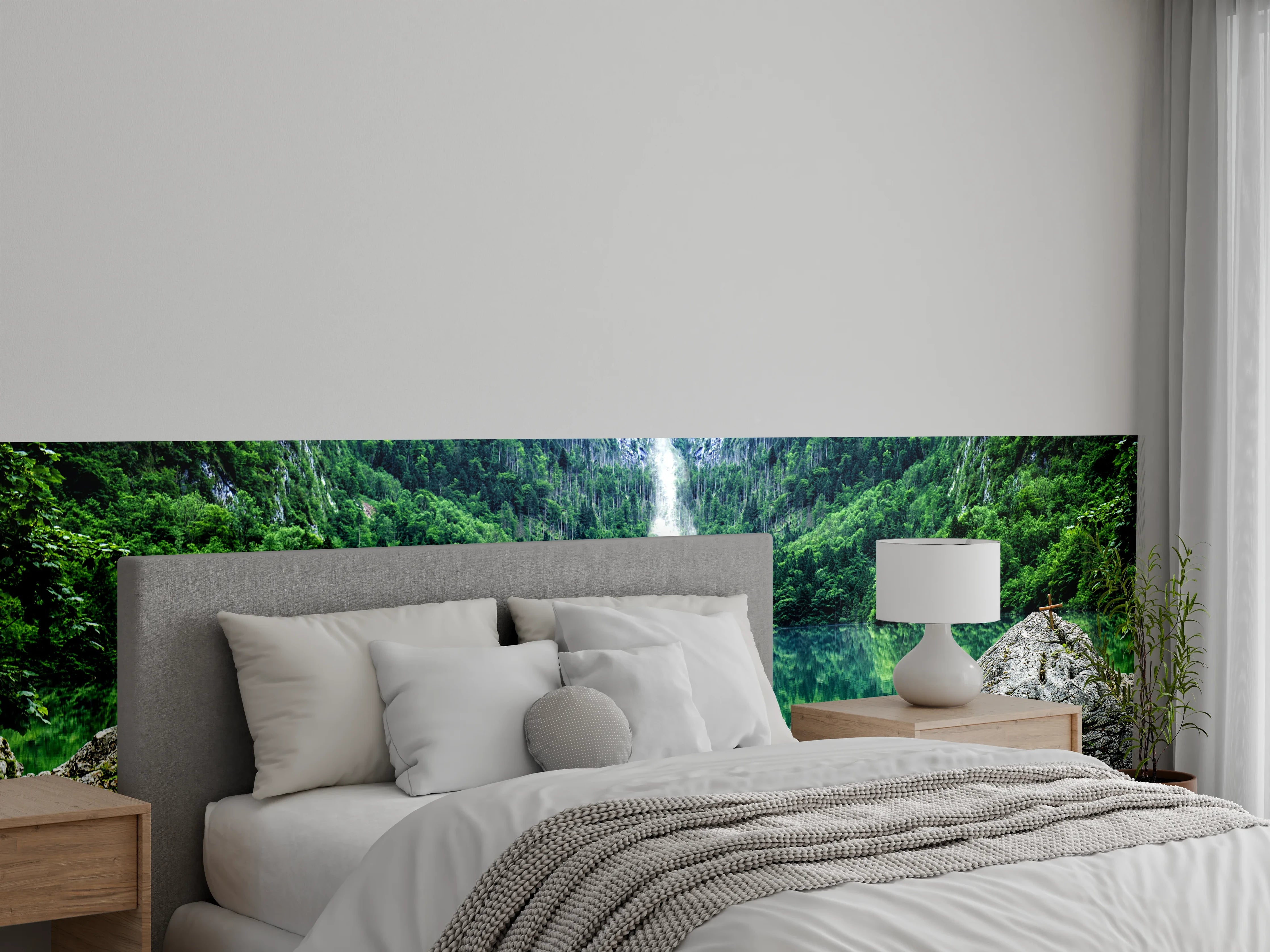 Wandverkleidung Schlafzimmer - Wasserfall und See Naturidylle