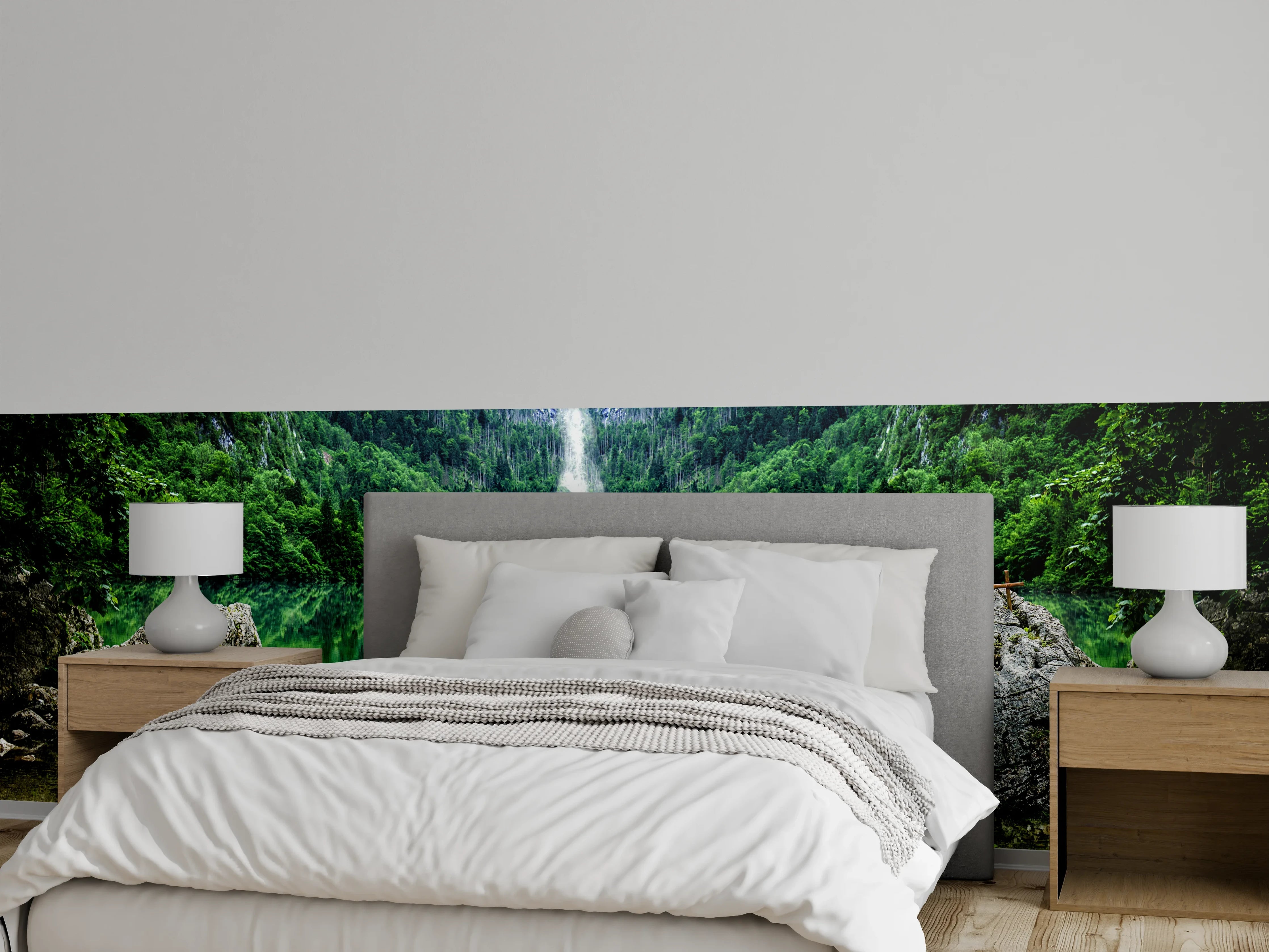 Wandverkleidung Schlafzimmer - Wasserfall und See Naturidylle