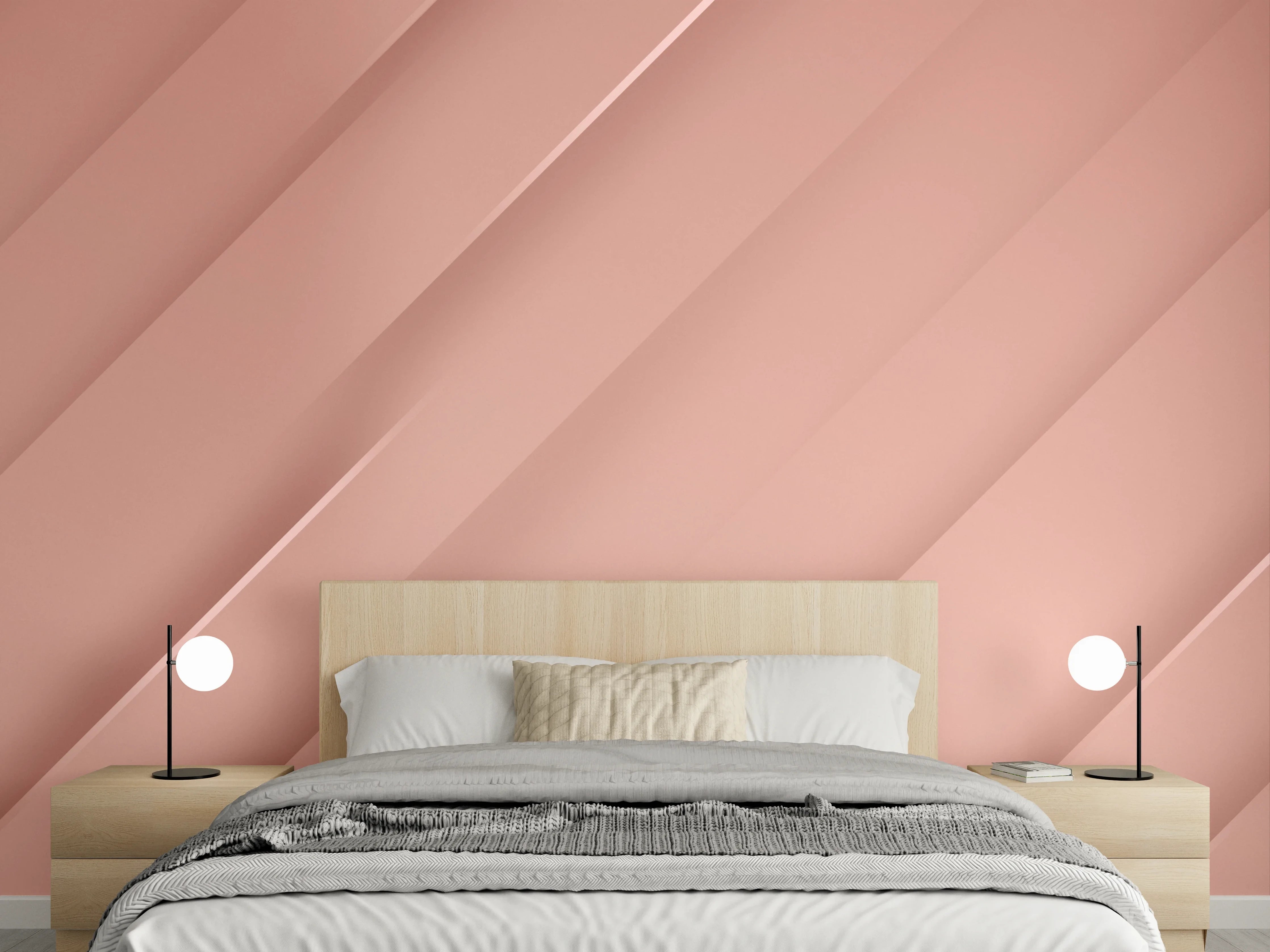 Wandverkleidung Schlafzimmer - Weiche Rosé-Wellen mit Satin-Finish