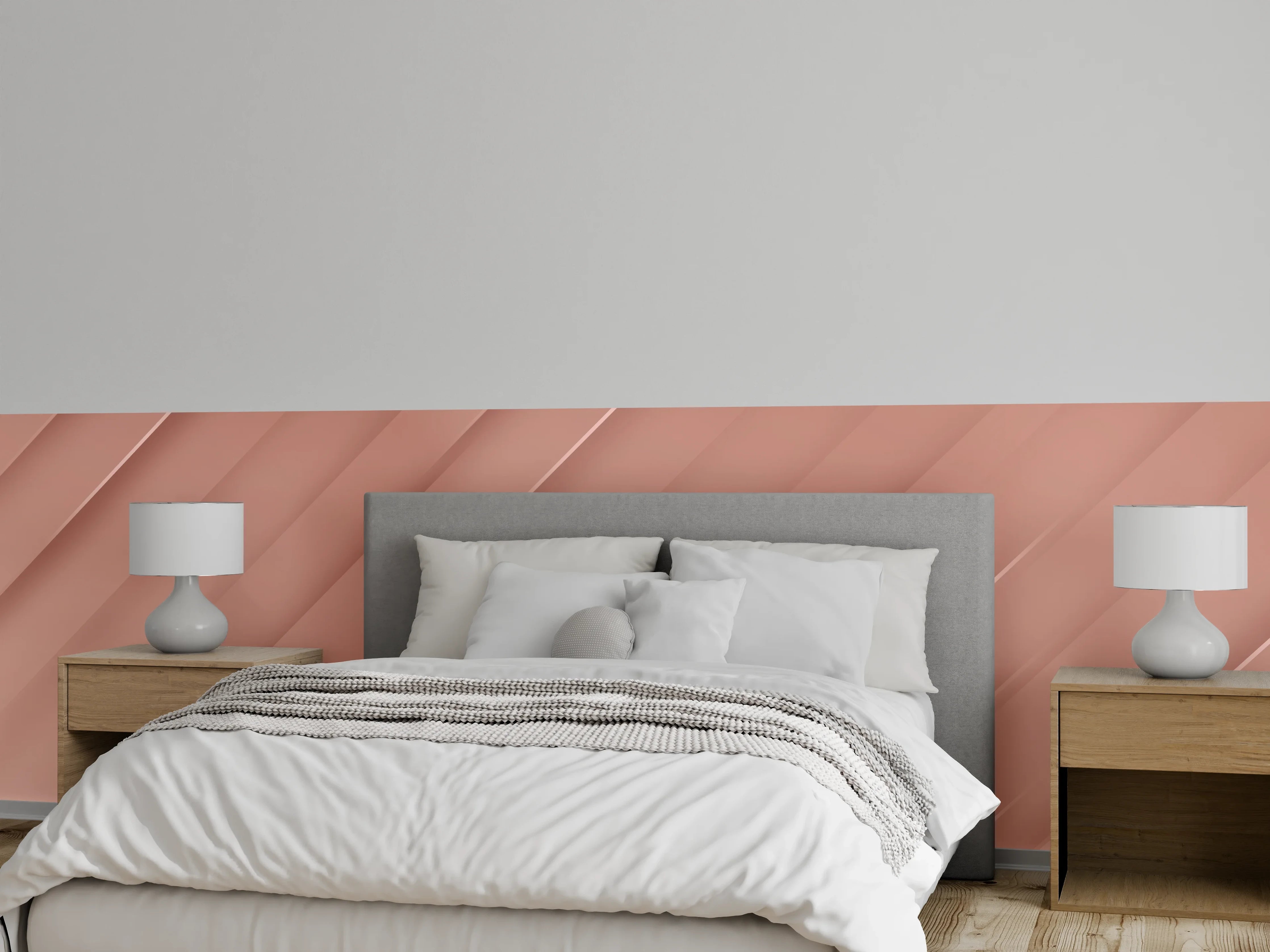 Wandverkleidung Schlafzimmer - Weiche Rosé-Wellen mit Satin-Finish