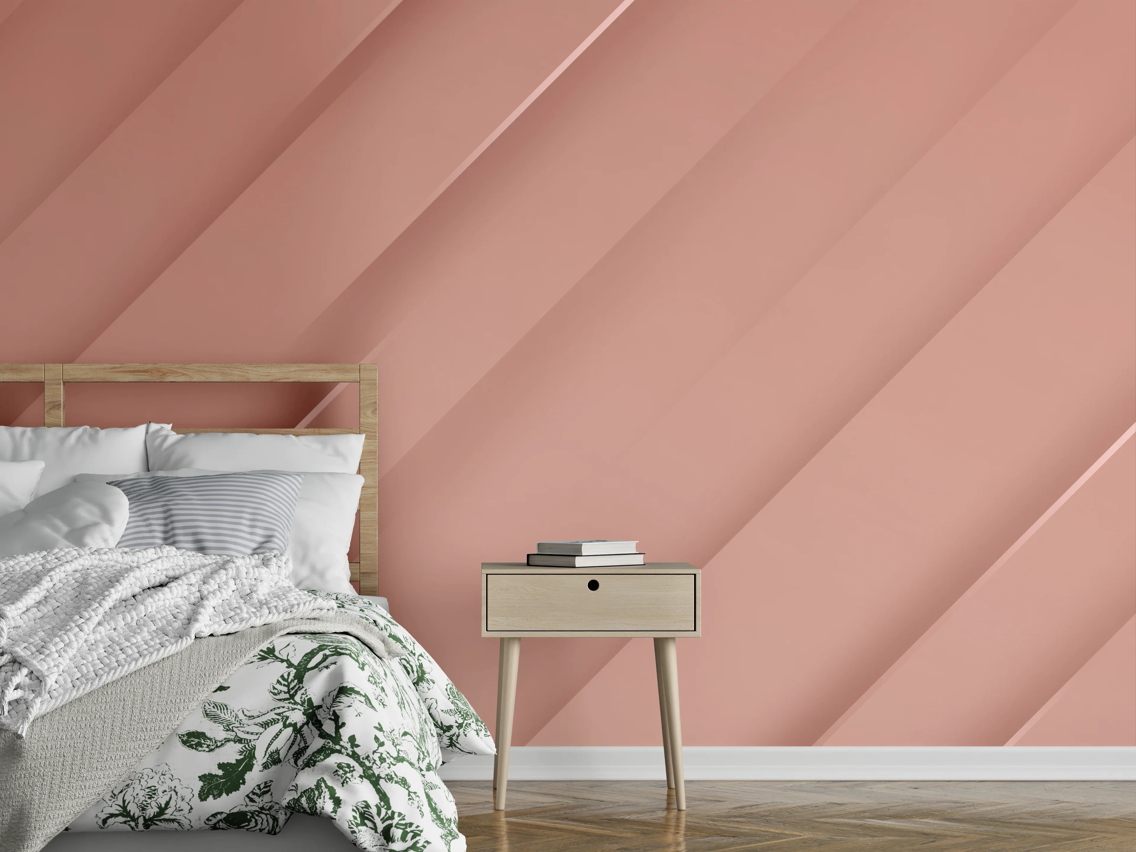 Wandverkleidung Schlafzimmer - Weiche Rosé-Wellen mit Satin-Finish