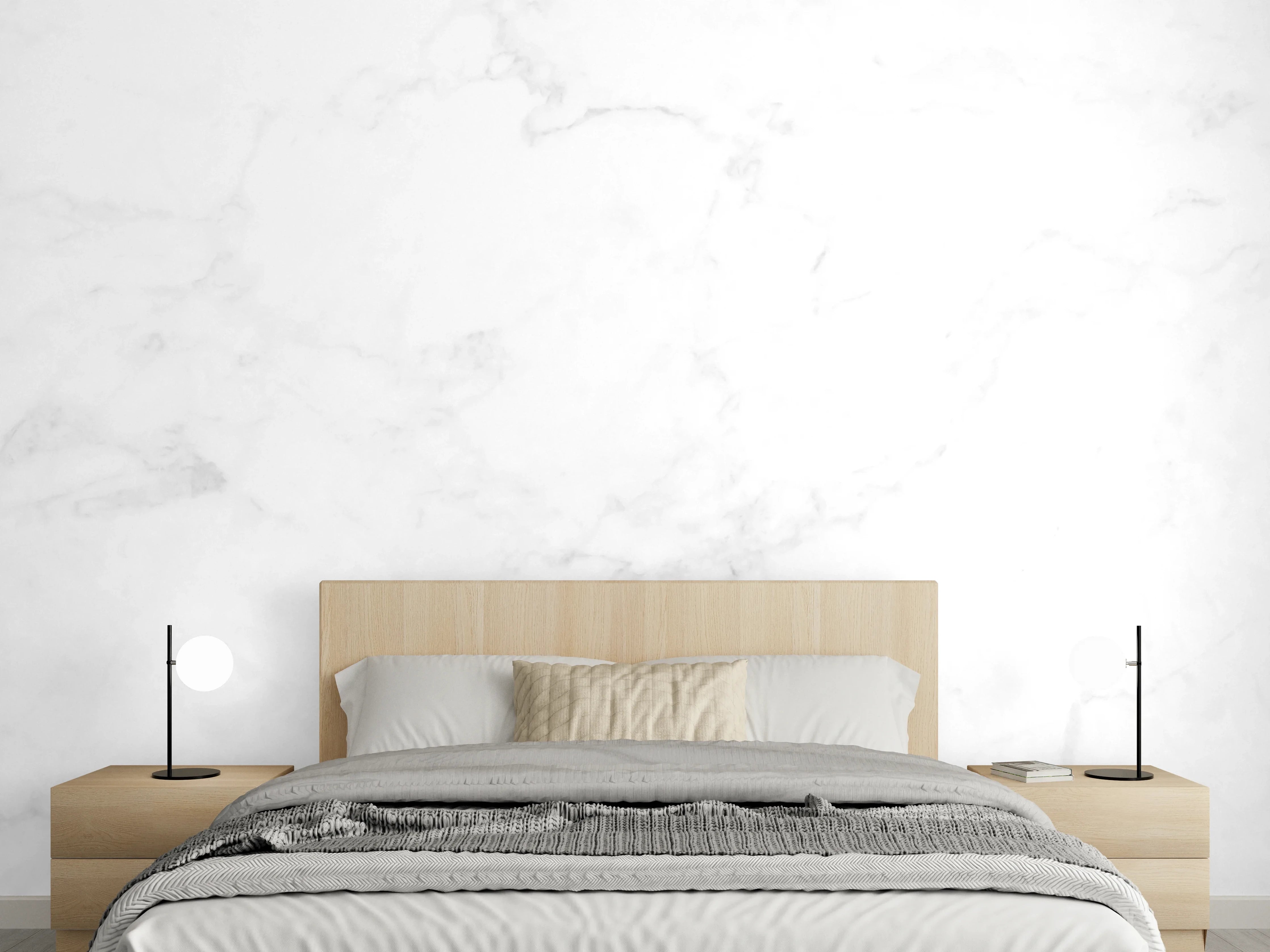 Wandverkleidung Schlafzimmer - Weiß-Grau Marmor Textur