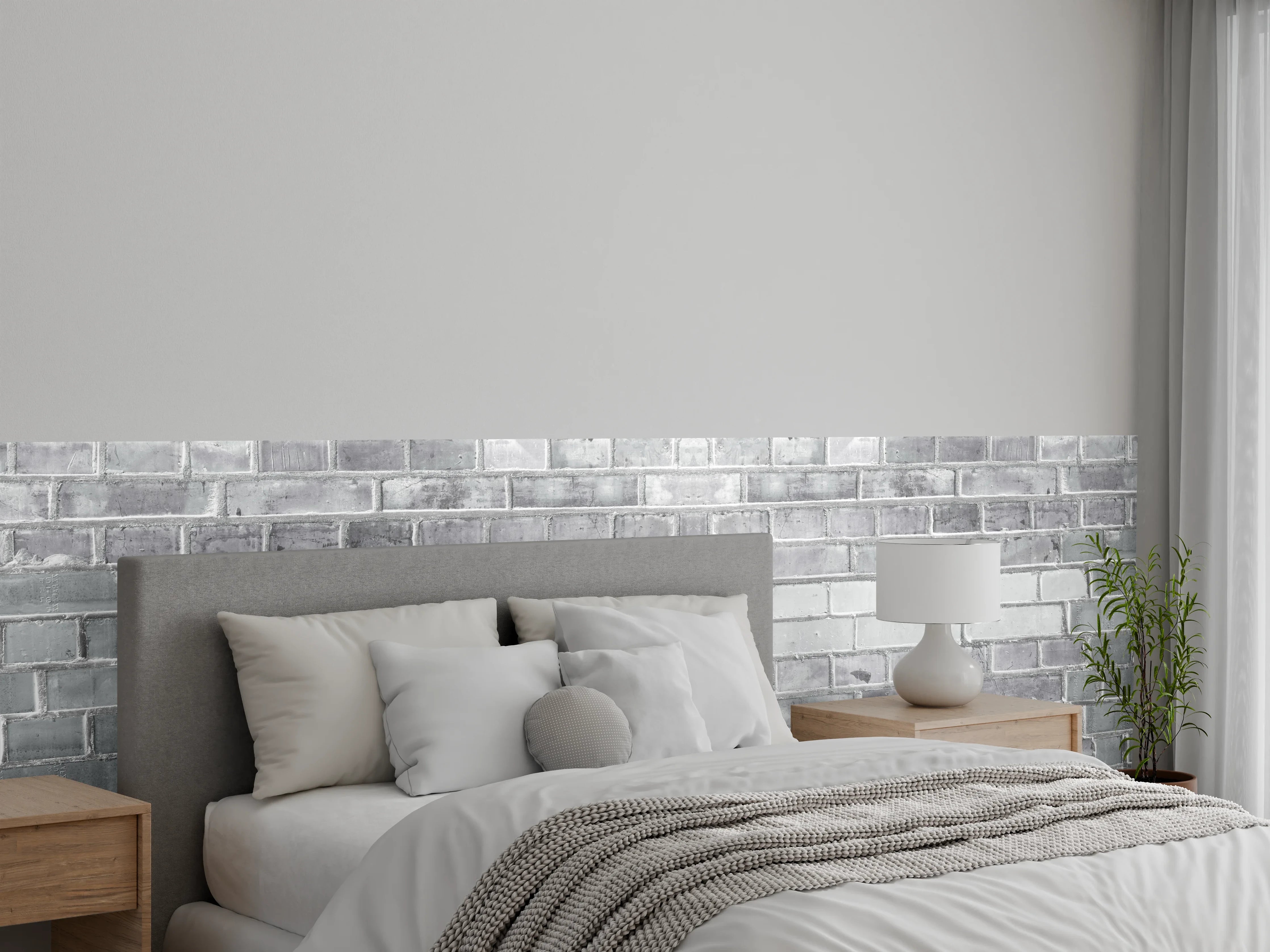 Wandverkleidung Schlafzimmer - Weiß-Graue Backstein Wandtextur