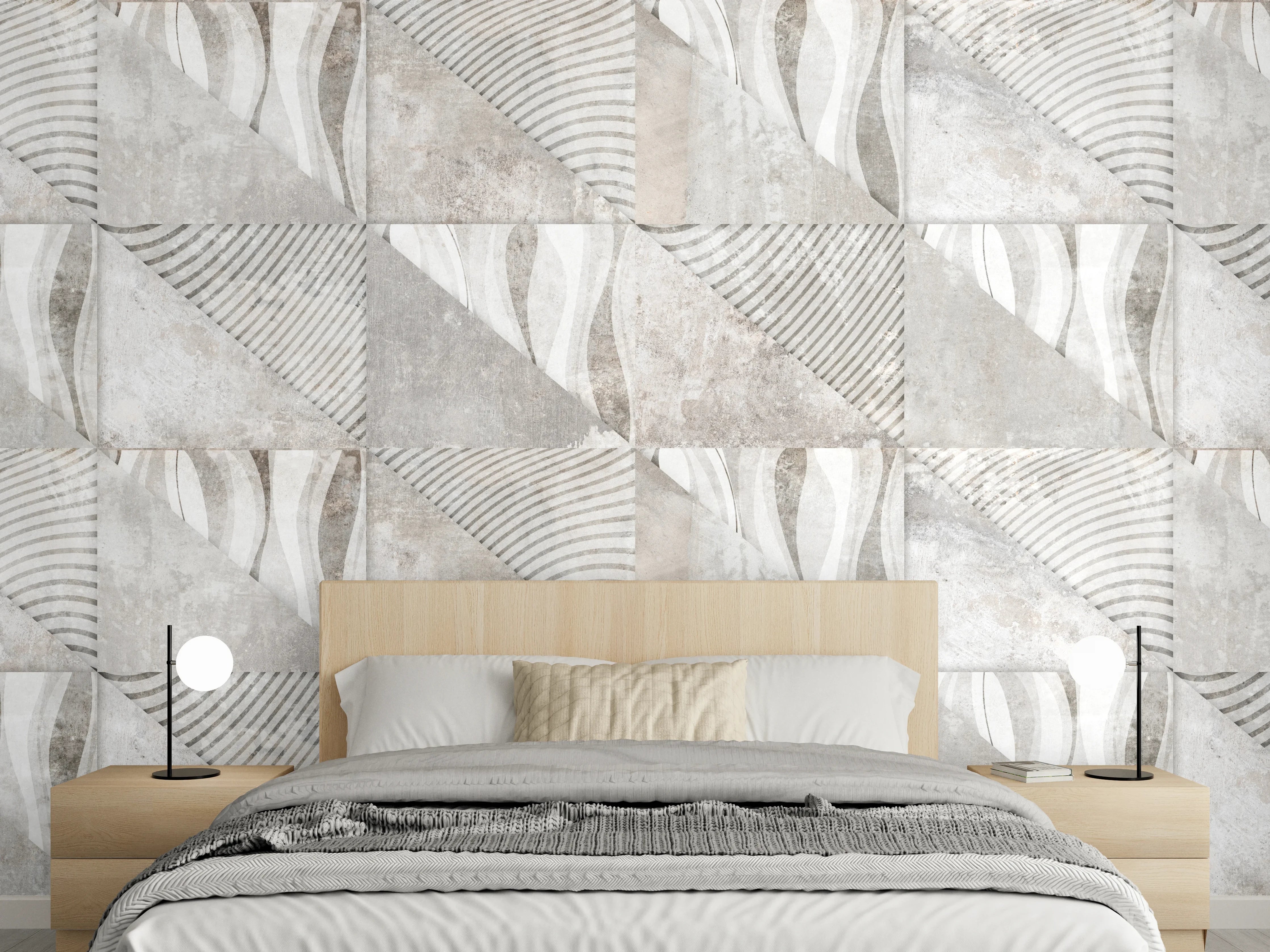 Wandverkleidung Schlafzimmer - Weiß-Graue Beton-Textur Muster