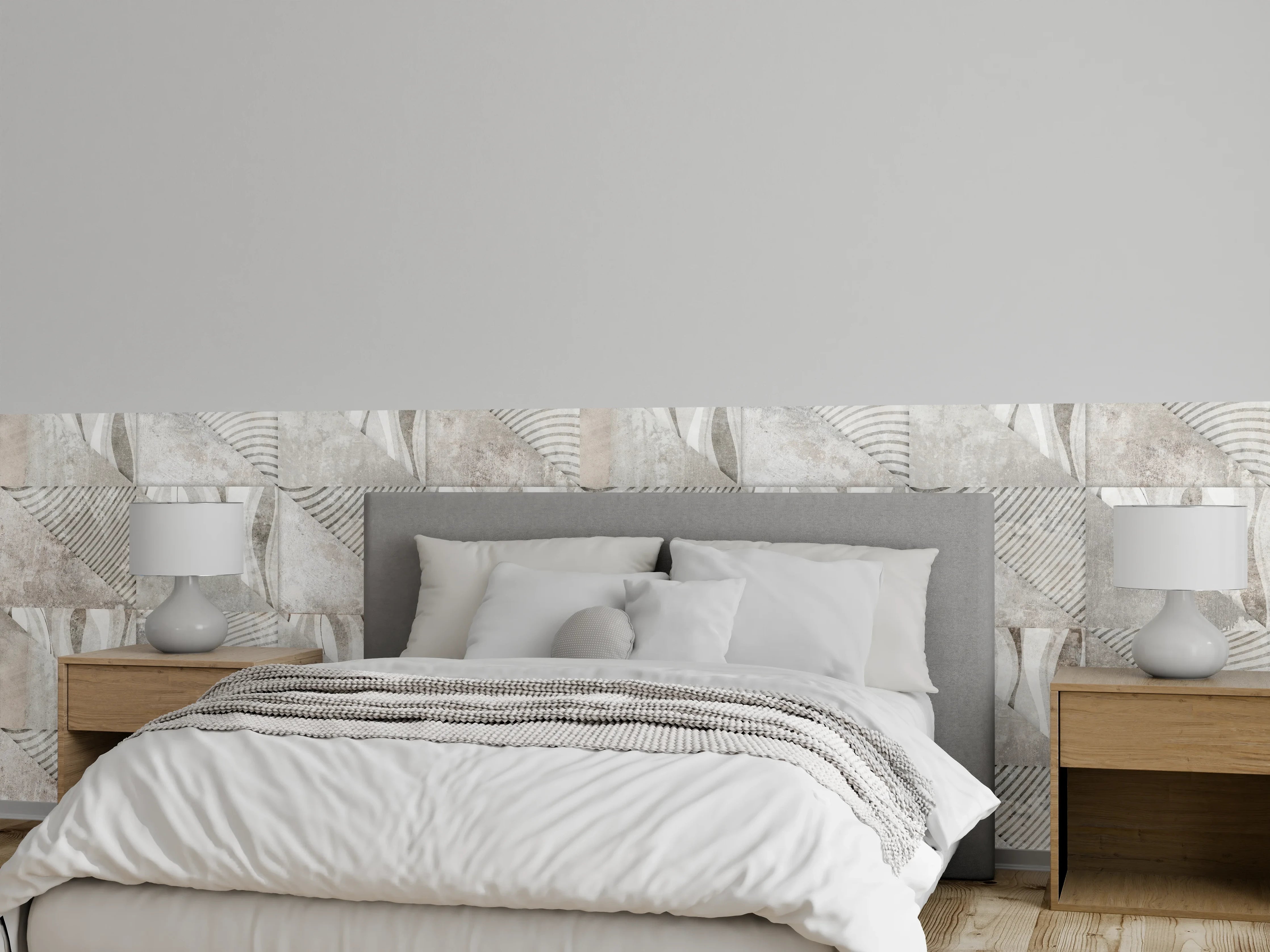 Wandverkleidung Schlafzimmer - Weiß-Graue Beton-Textur Muster