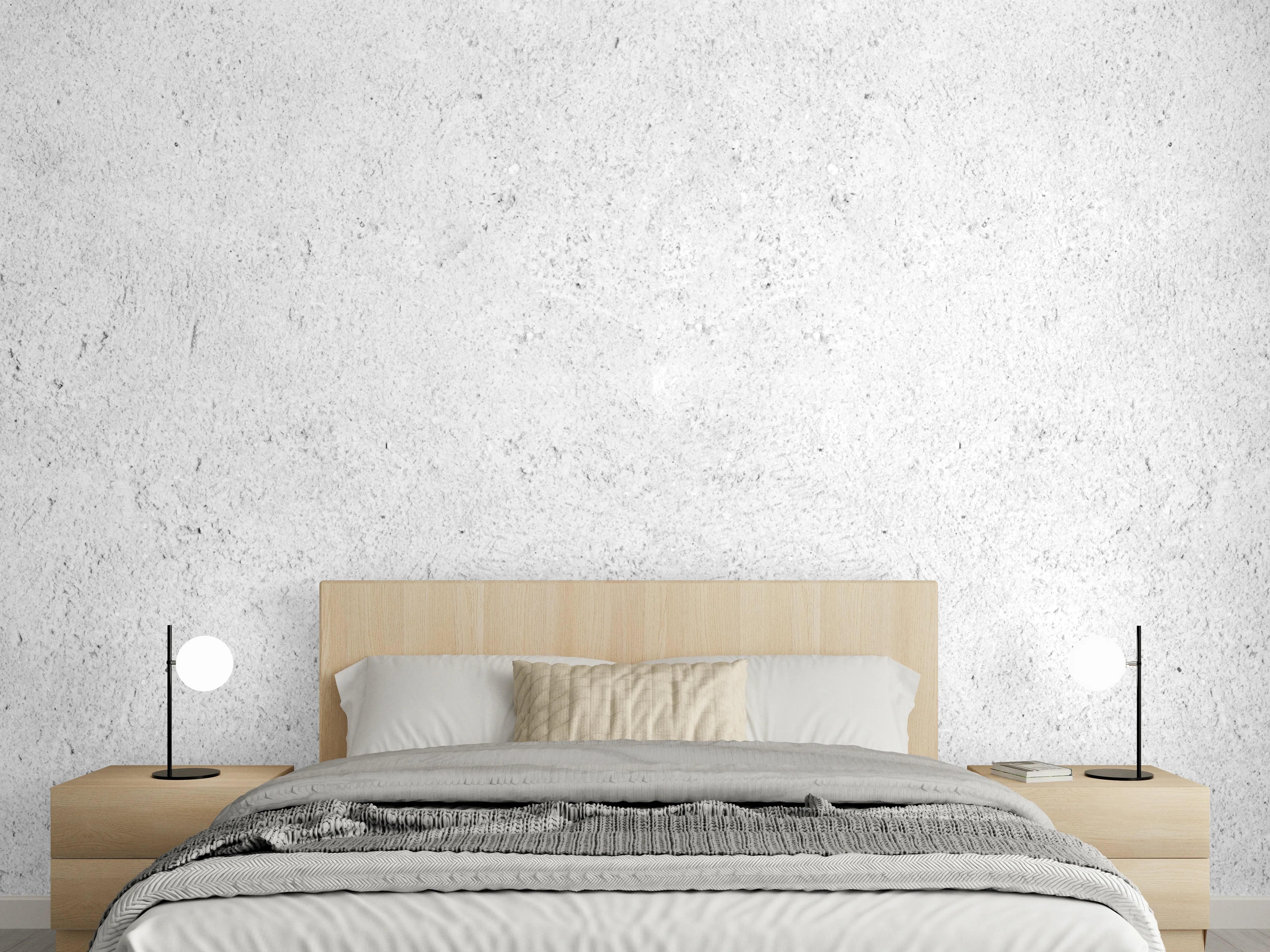 Wandverkleidung Schlafzimmer - Weiss-Grauer Kalkstein
