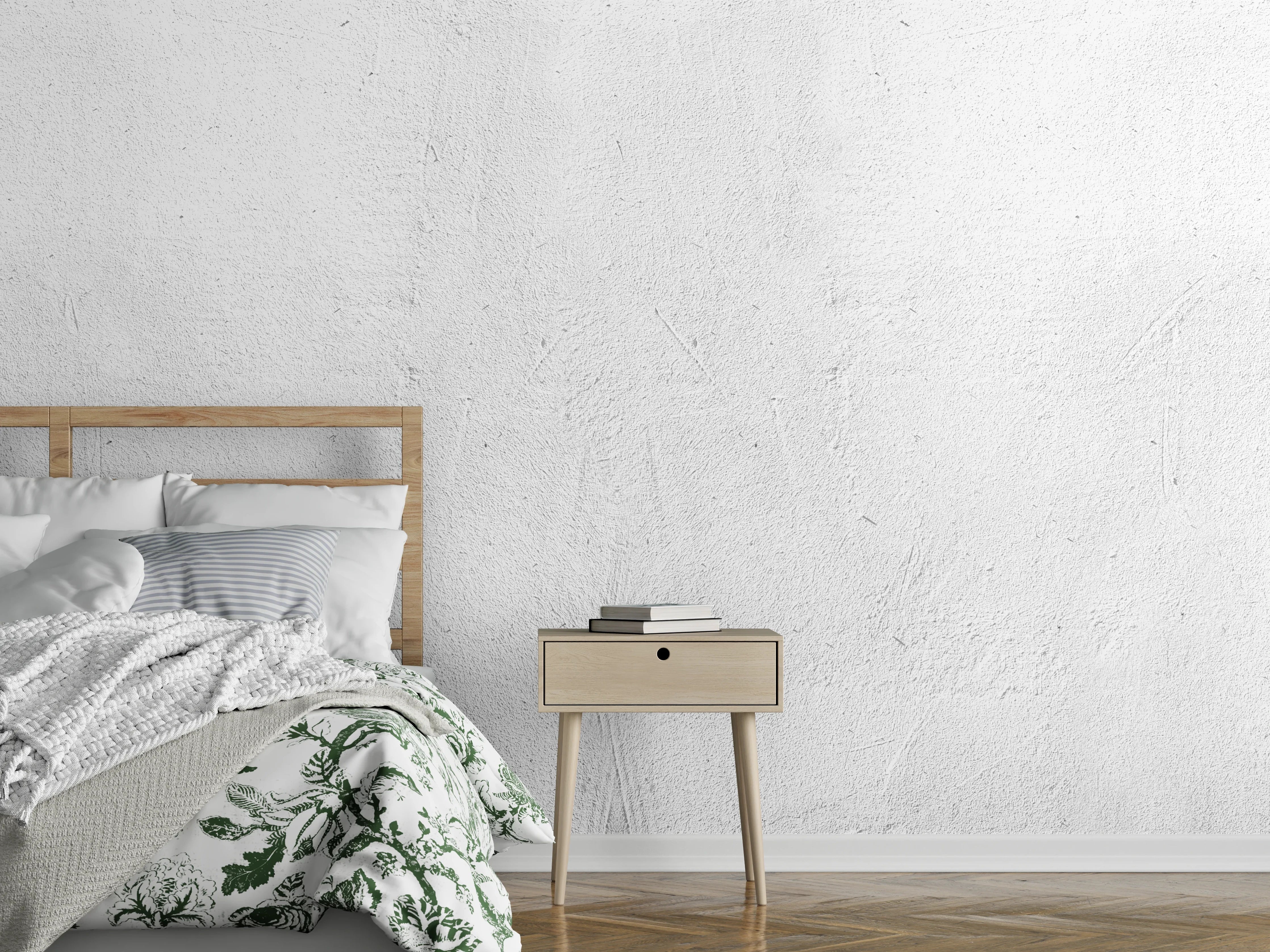 Wandverkleidung Schlafzimmer - Weiß beige Betonwand