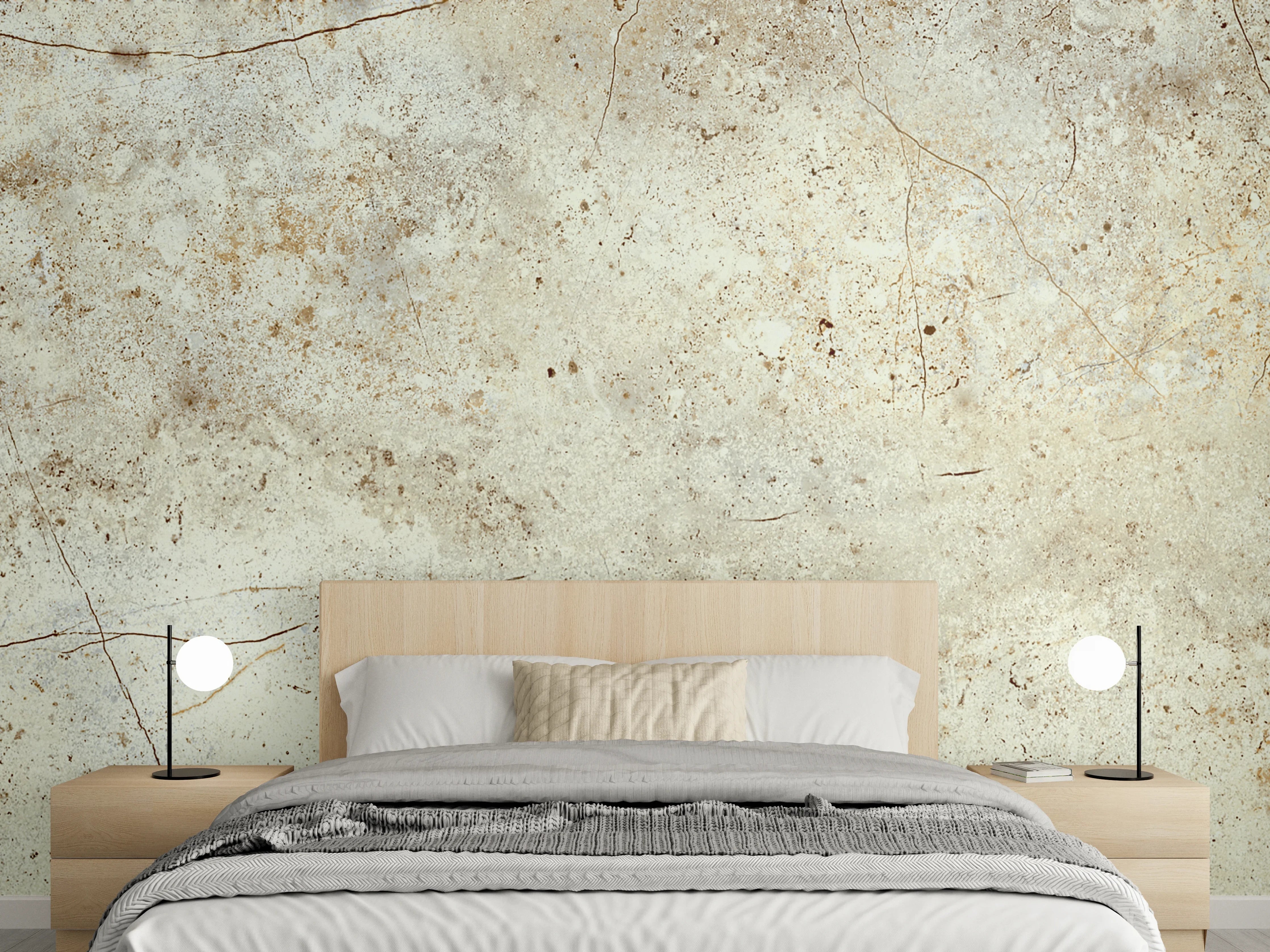 Wandverkleidung Schlafzimmer - Weiß-beiger Marmor mit feiner Struktur