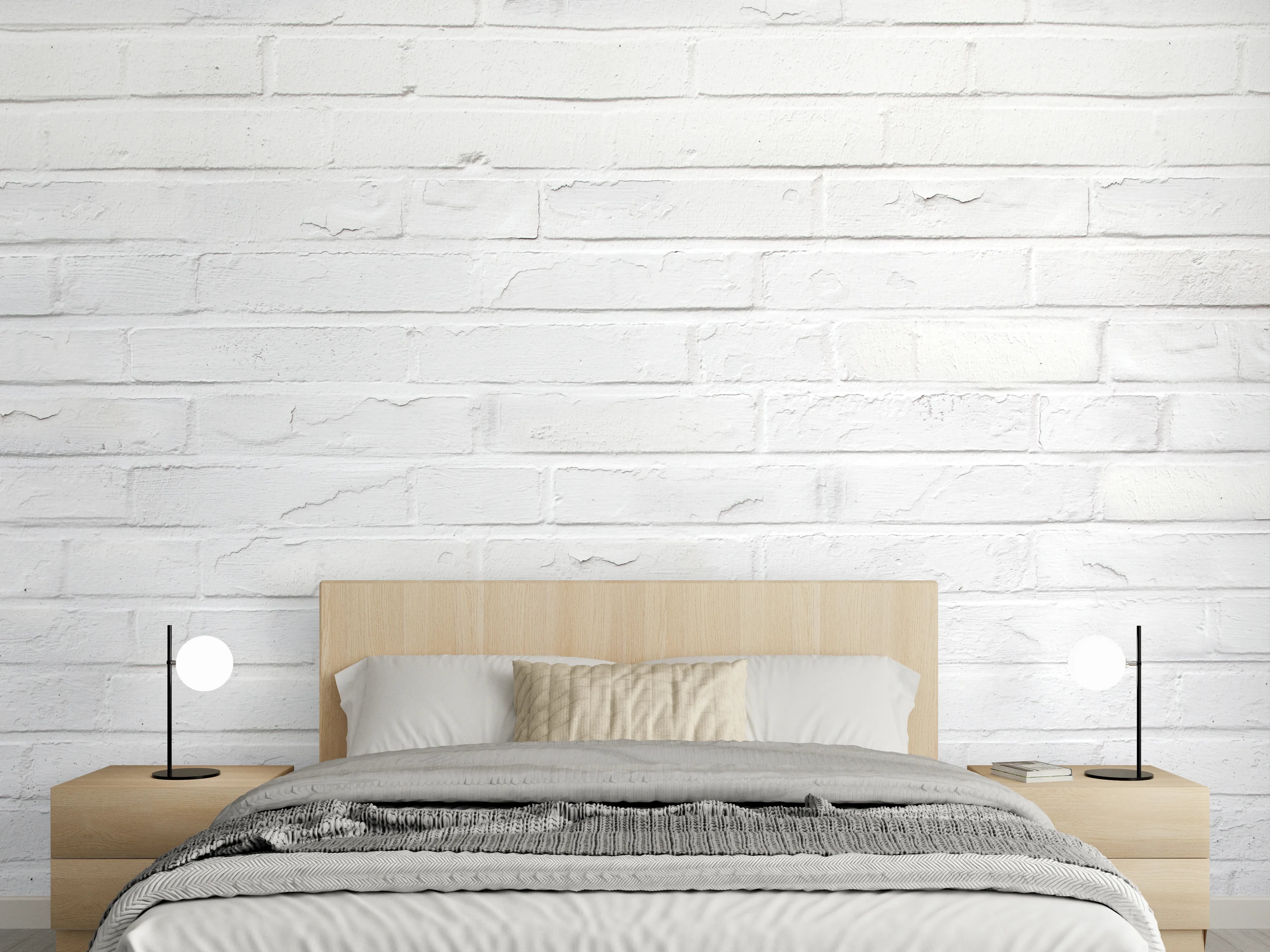 Wandverkleidung Schlafzimmer - Weiß bemalte Steinmauer