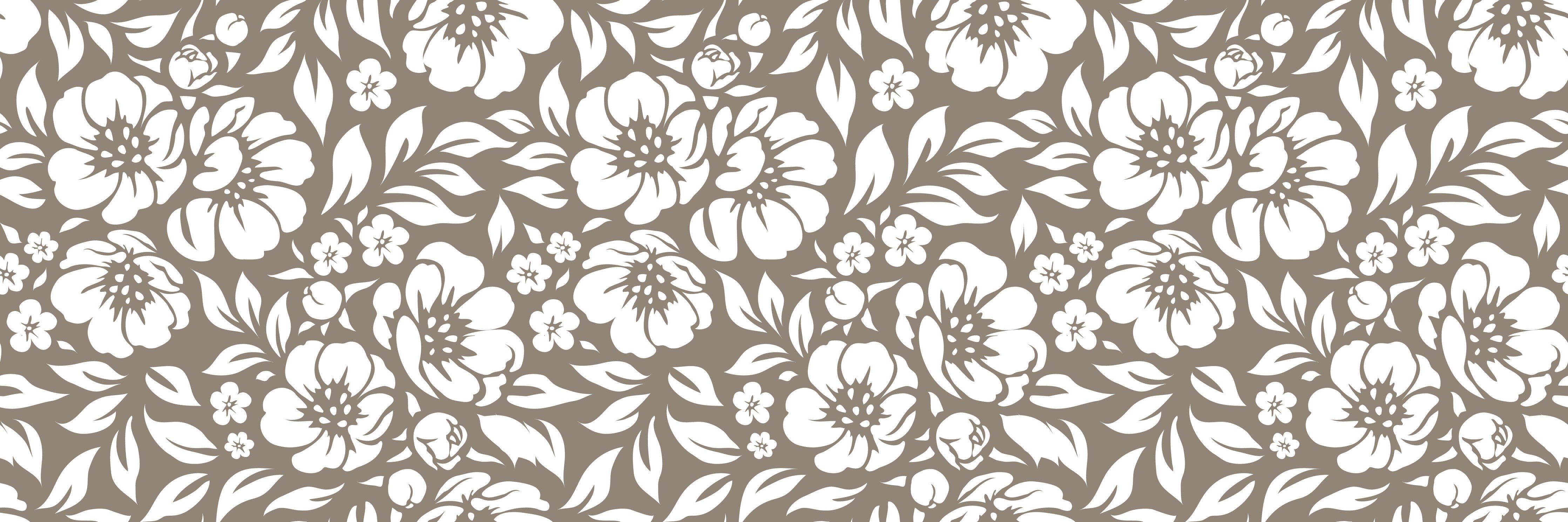 Wandverkleidung Schlafzimmer-Weiß-braunes Blumenmuster Tapetendesign