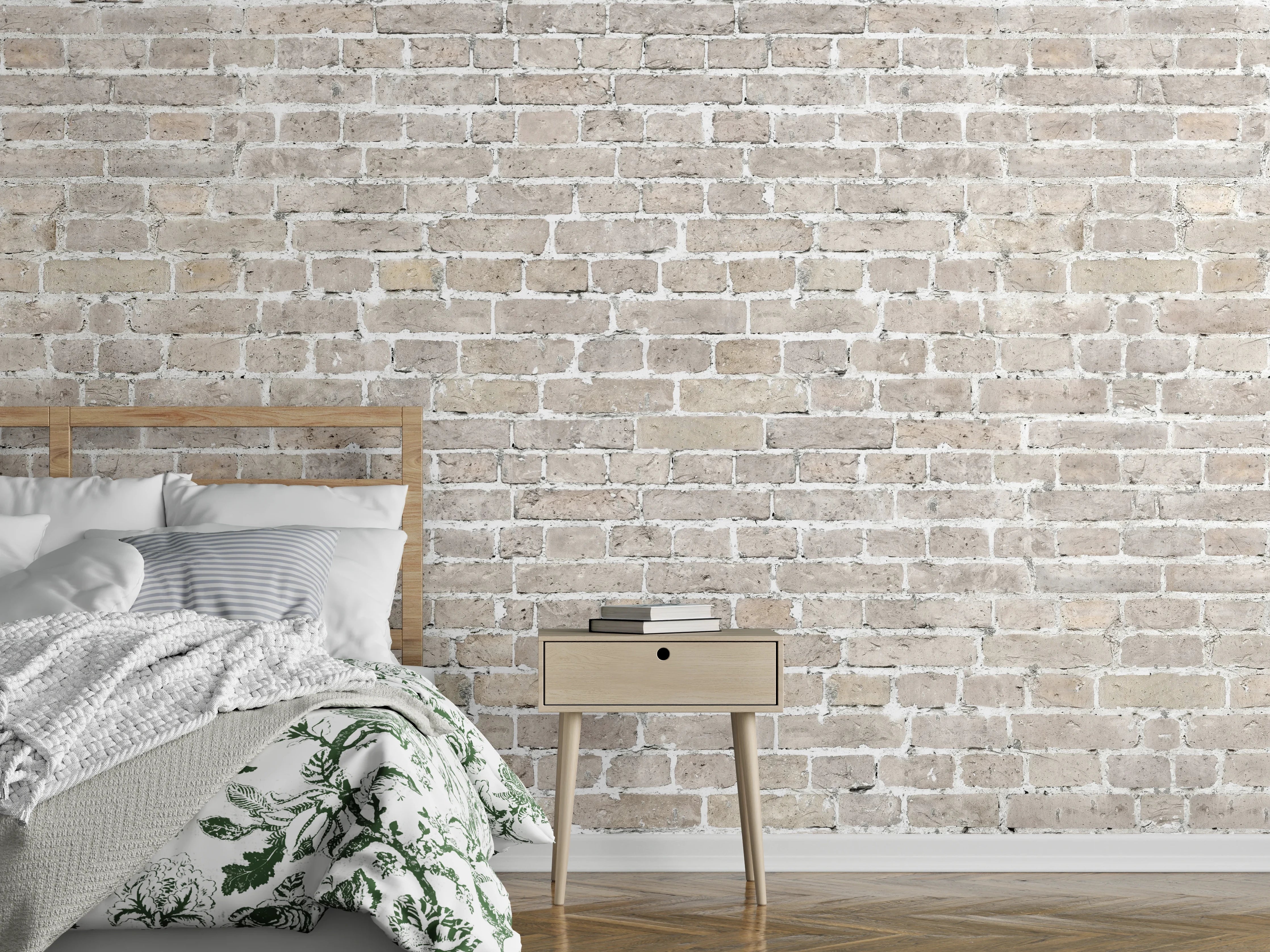 Wandverkleidung Schlafzimmer - Weiß gewaschenes altes Mauerpanorama