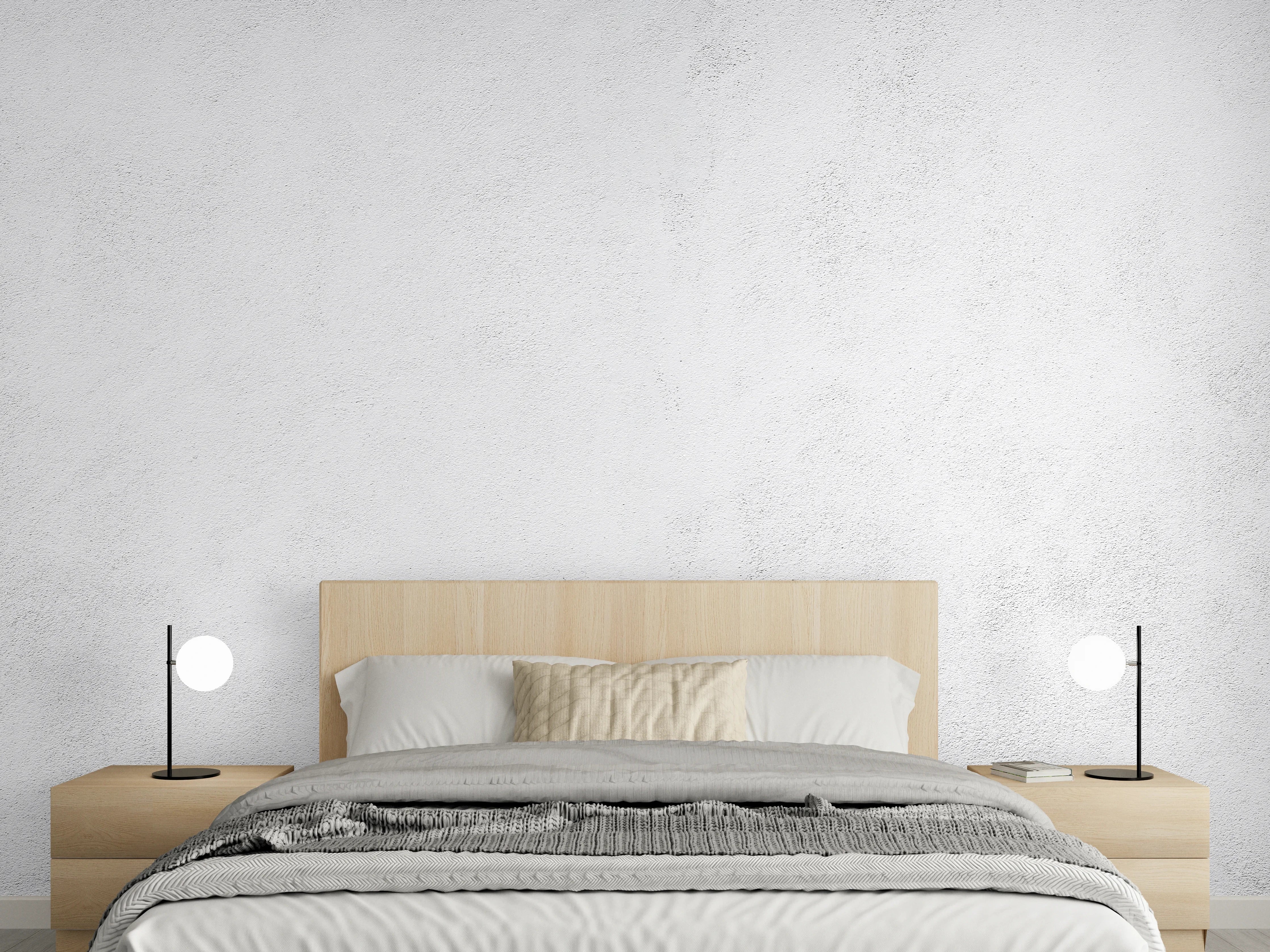 Wandverkleidung Schlafzimmer - Weiß-gräuliche Betonwand