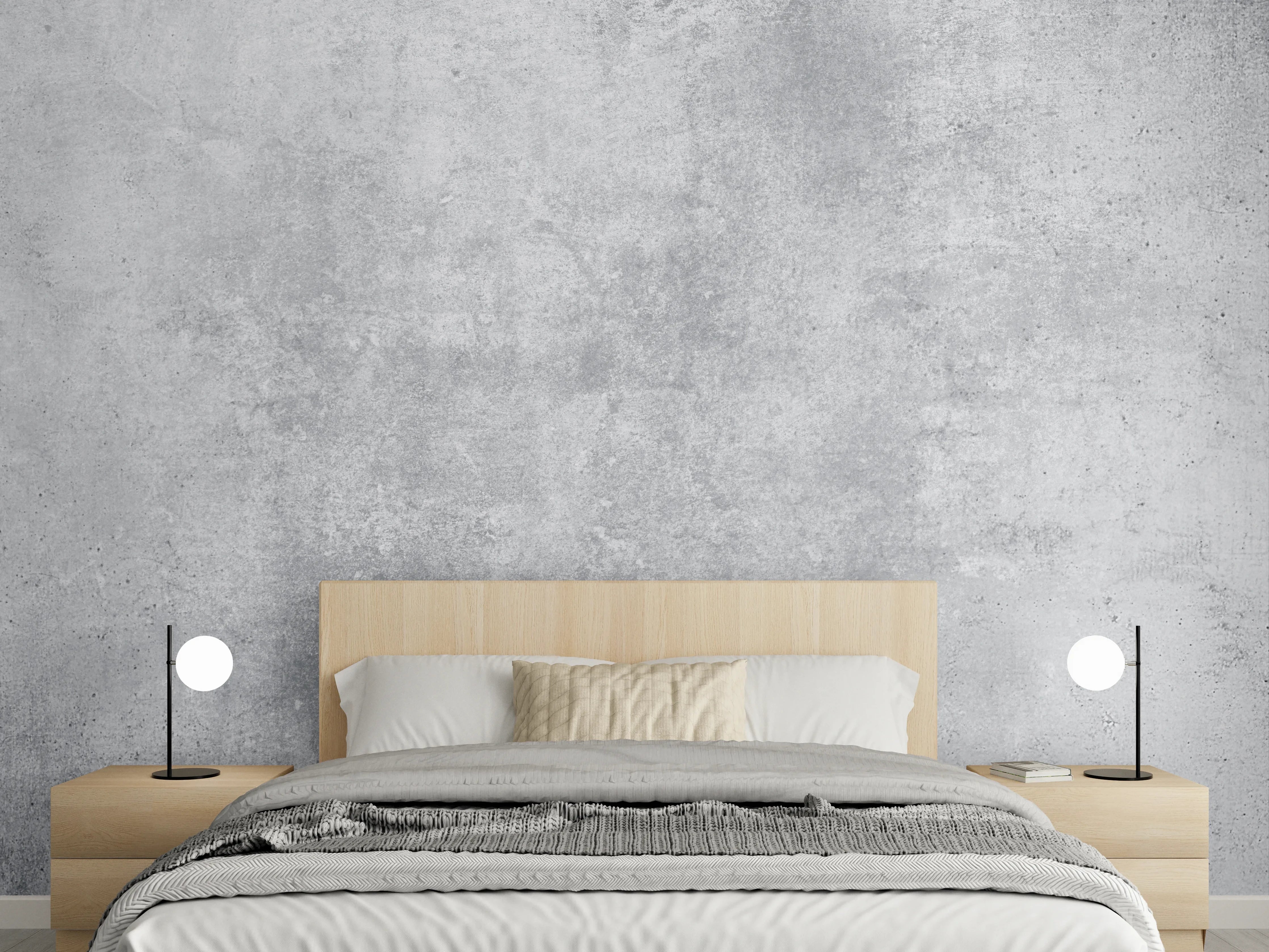 Wandverkleidung Schlafzimmer - Weiße Betonwand mit grauer Textur