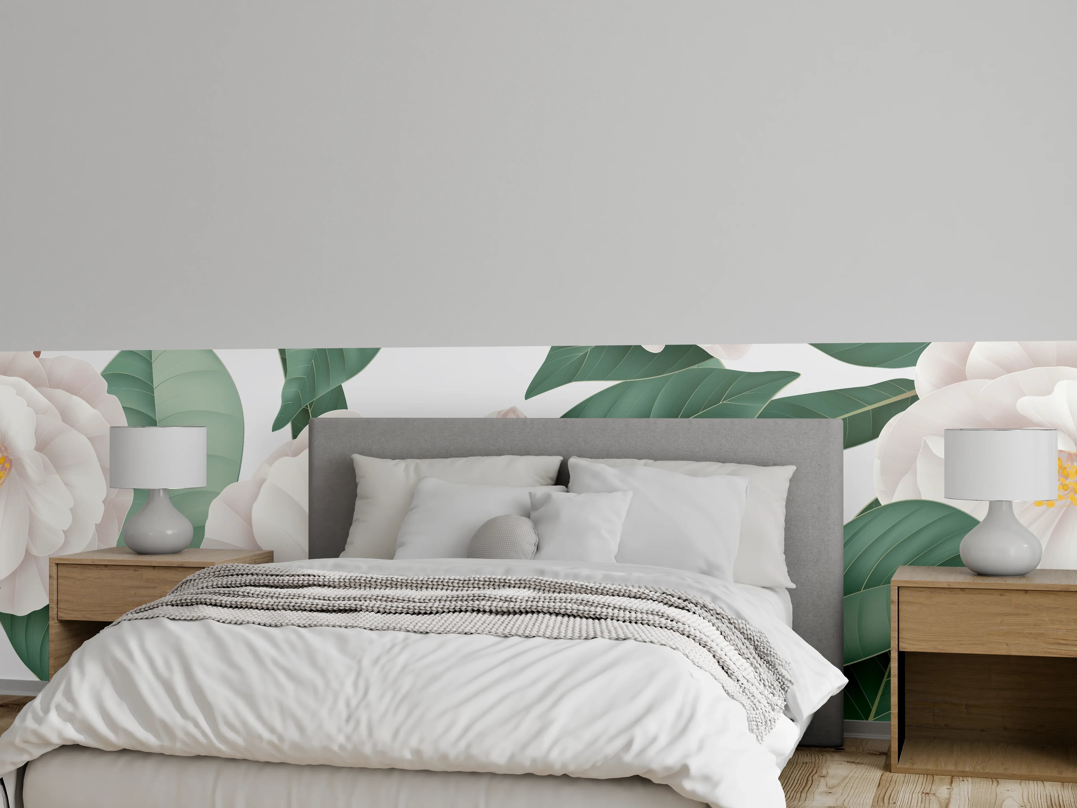 Wandverkleidung Schlafzimmer - Weiße Blüten