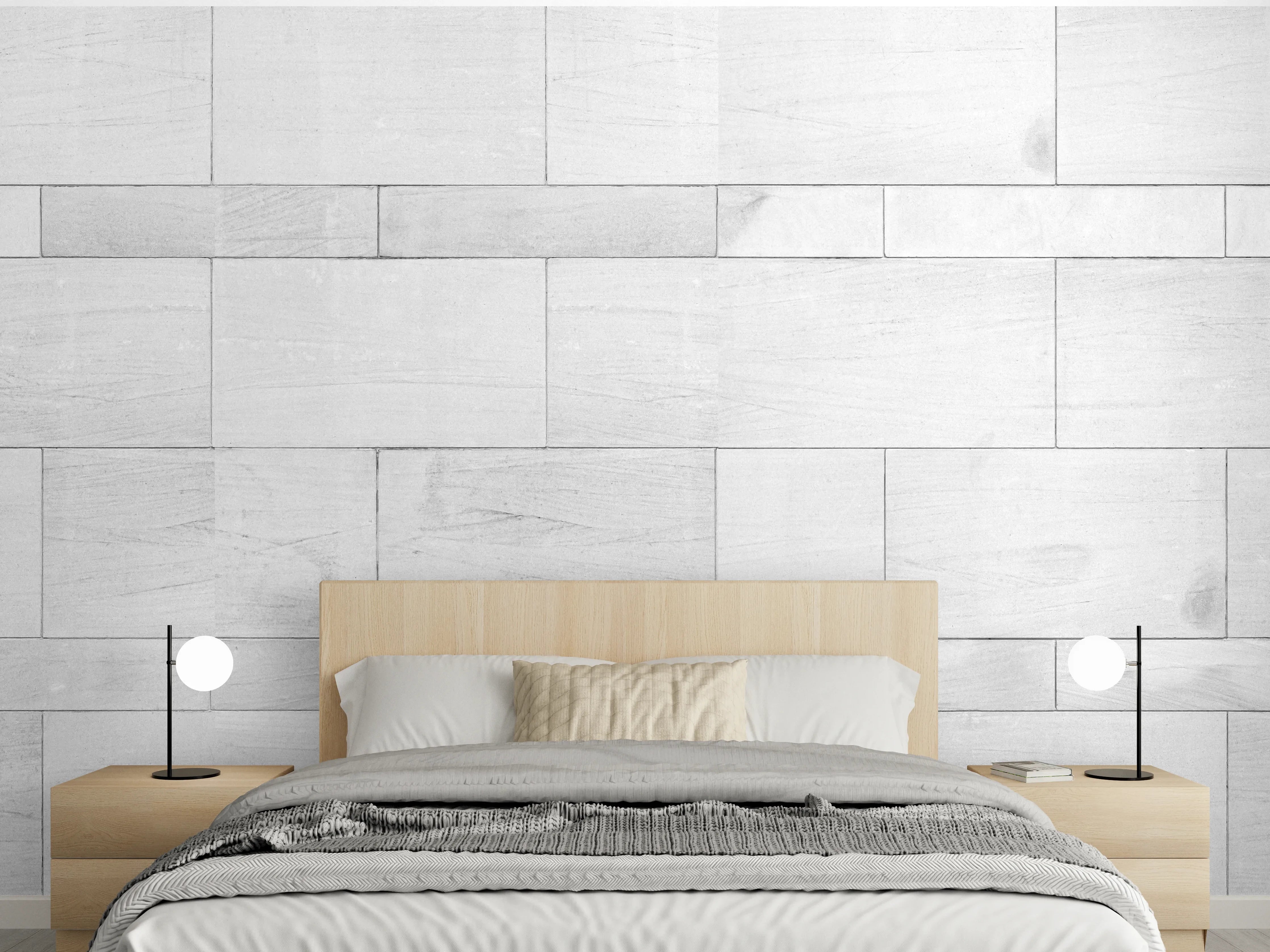 Wandverkleidung Schlafzimmer - Weiße Granit Fliesen