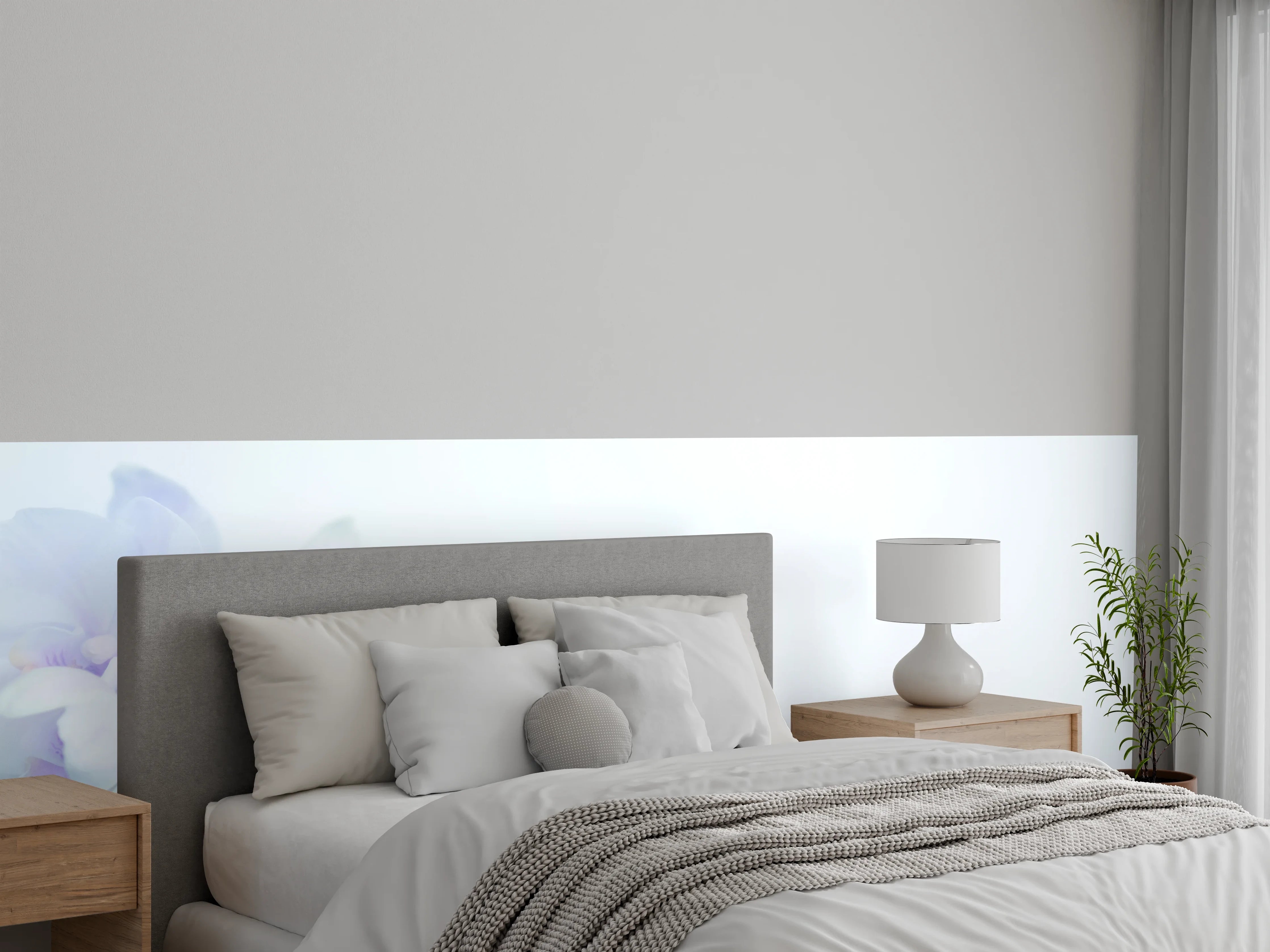 Wandverkleidung Schlafzimmer - Weiße Orchidee in Pastell