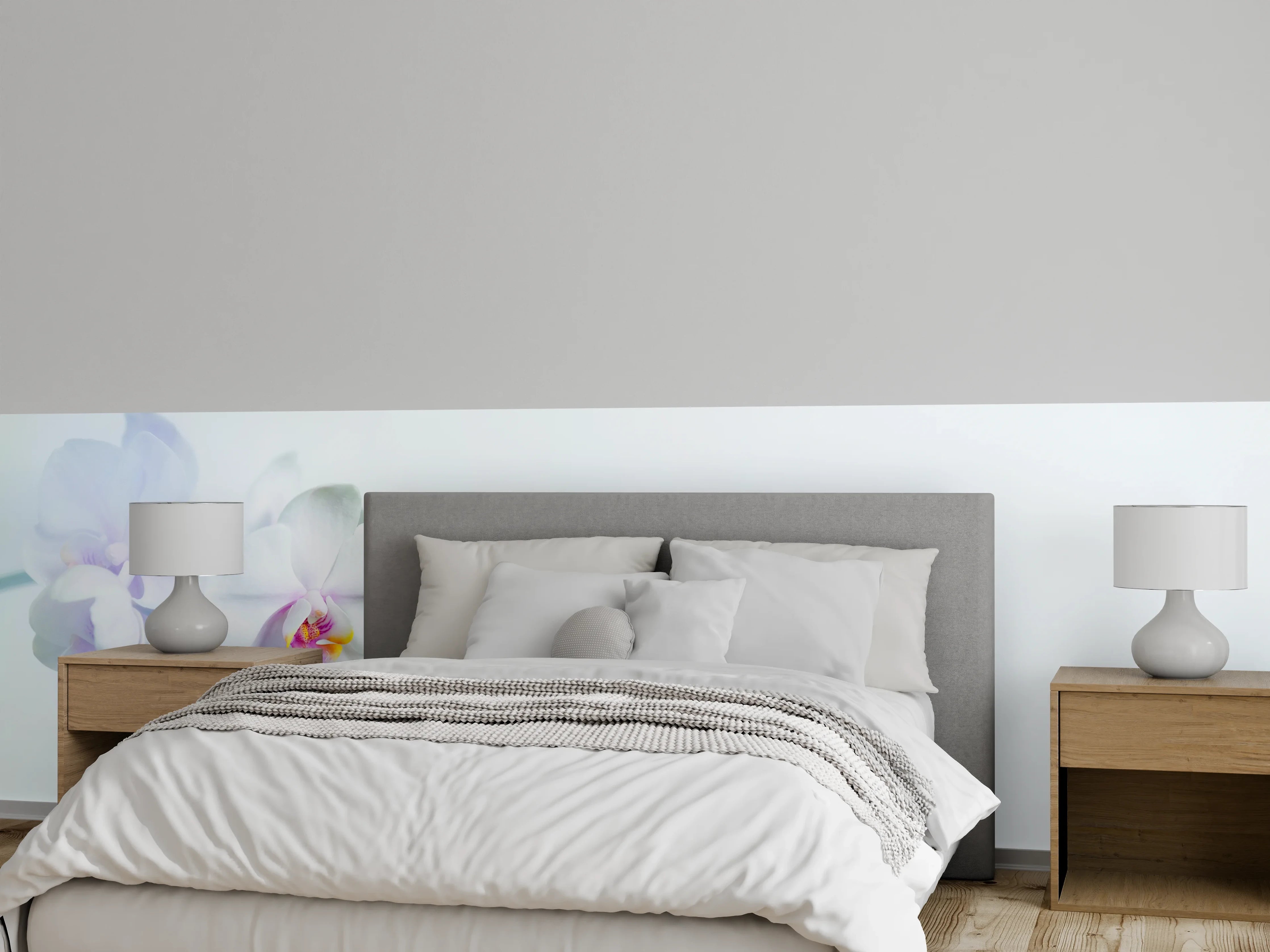 Wandverkleidung Schlafzimmer - Weiße Orchidee in Pastell