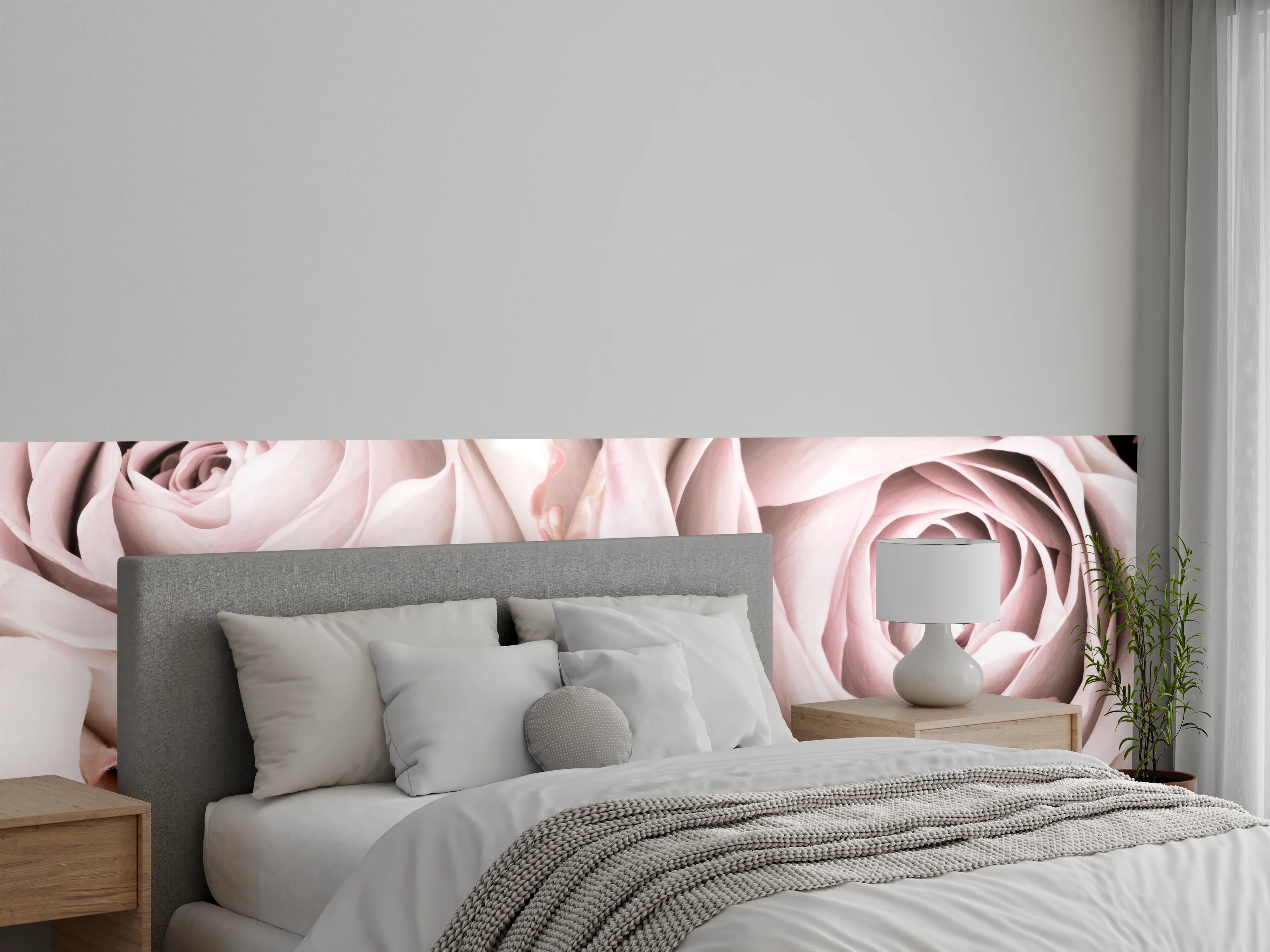 Wandverkleidung Schlafzimmer - Weiße Rosen in Nahaufnahme