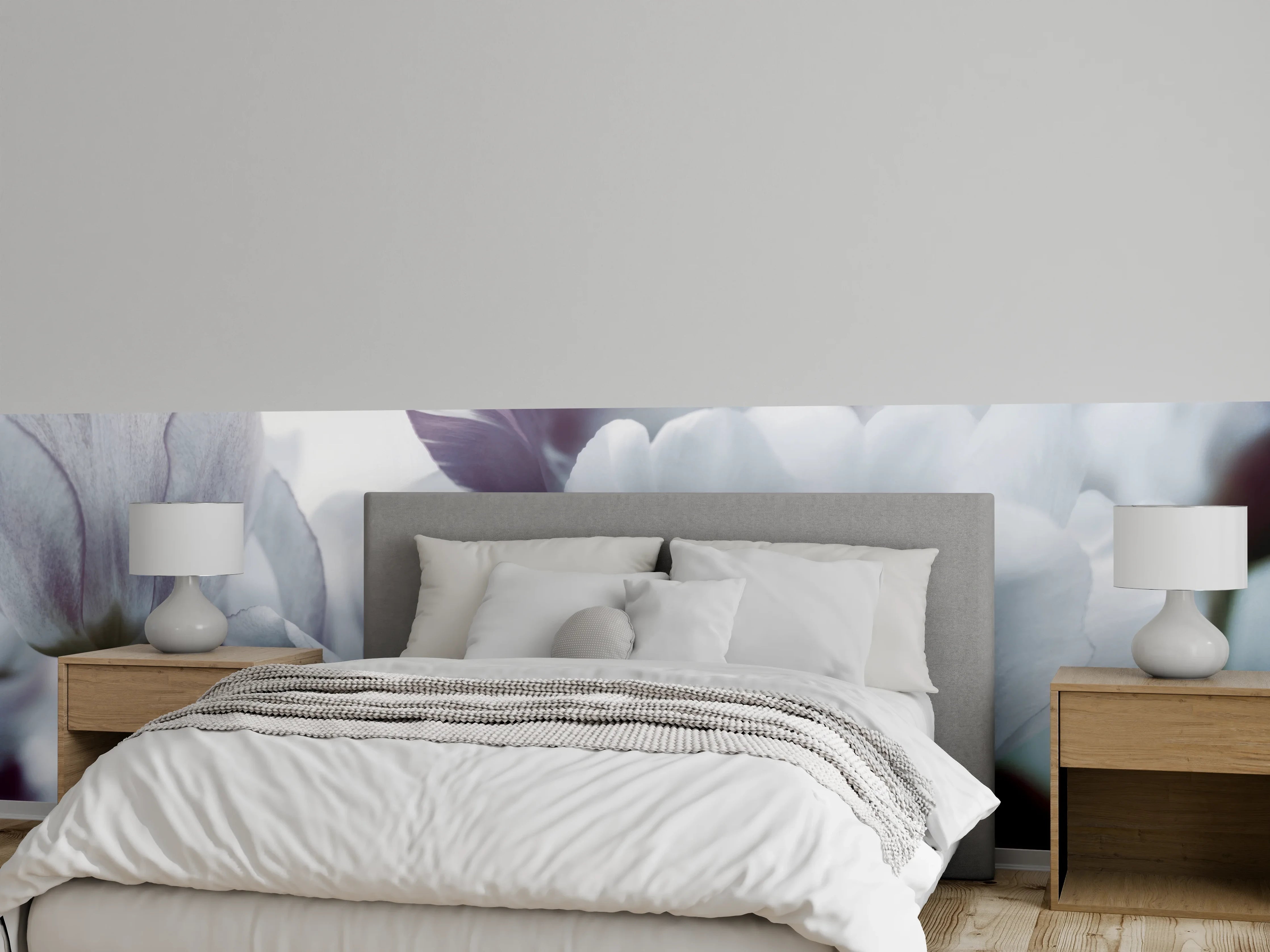 Wandverkleidung Schlafzimmer - Weiße Tulpen