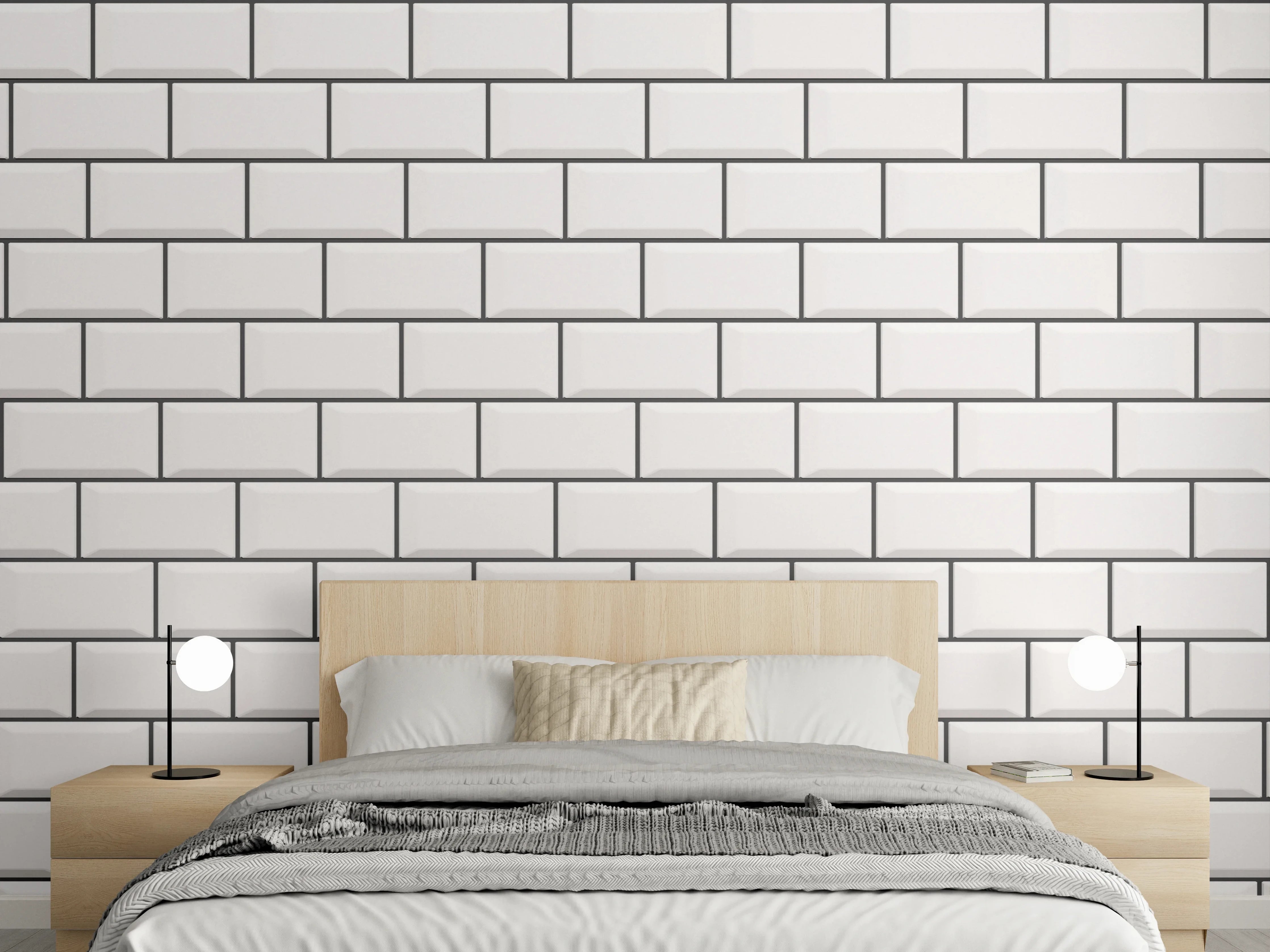 Wandverkleidung Schlafzimmer - Weiße Ziegel Wandtextur