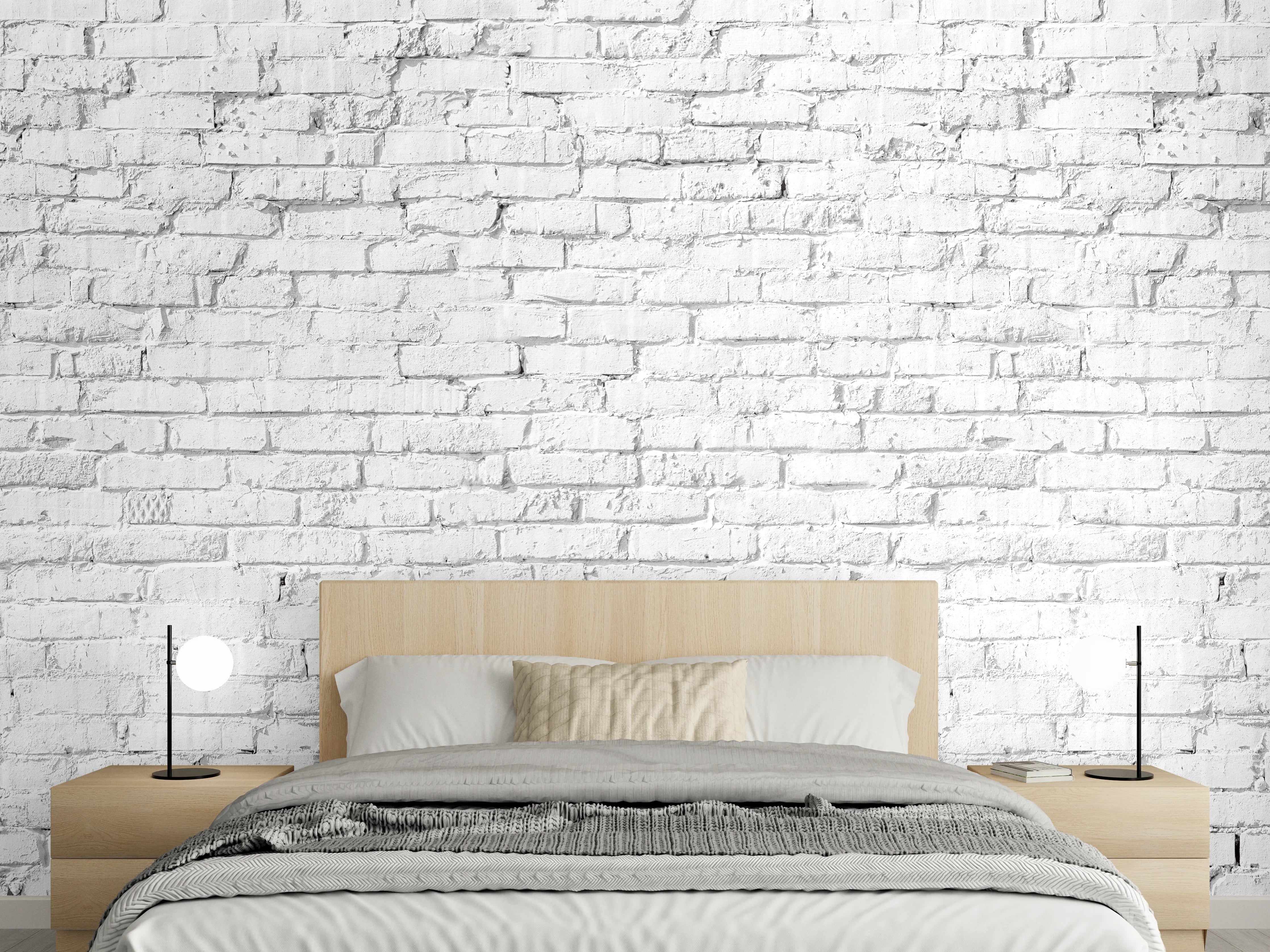 Wandverkleidung Schlafzimmer - Weiße Ziegelwand - Steinmauer