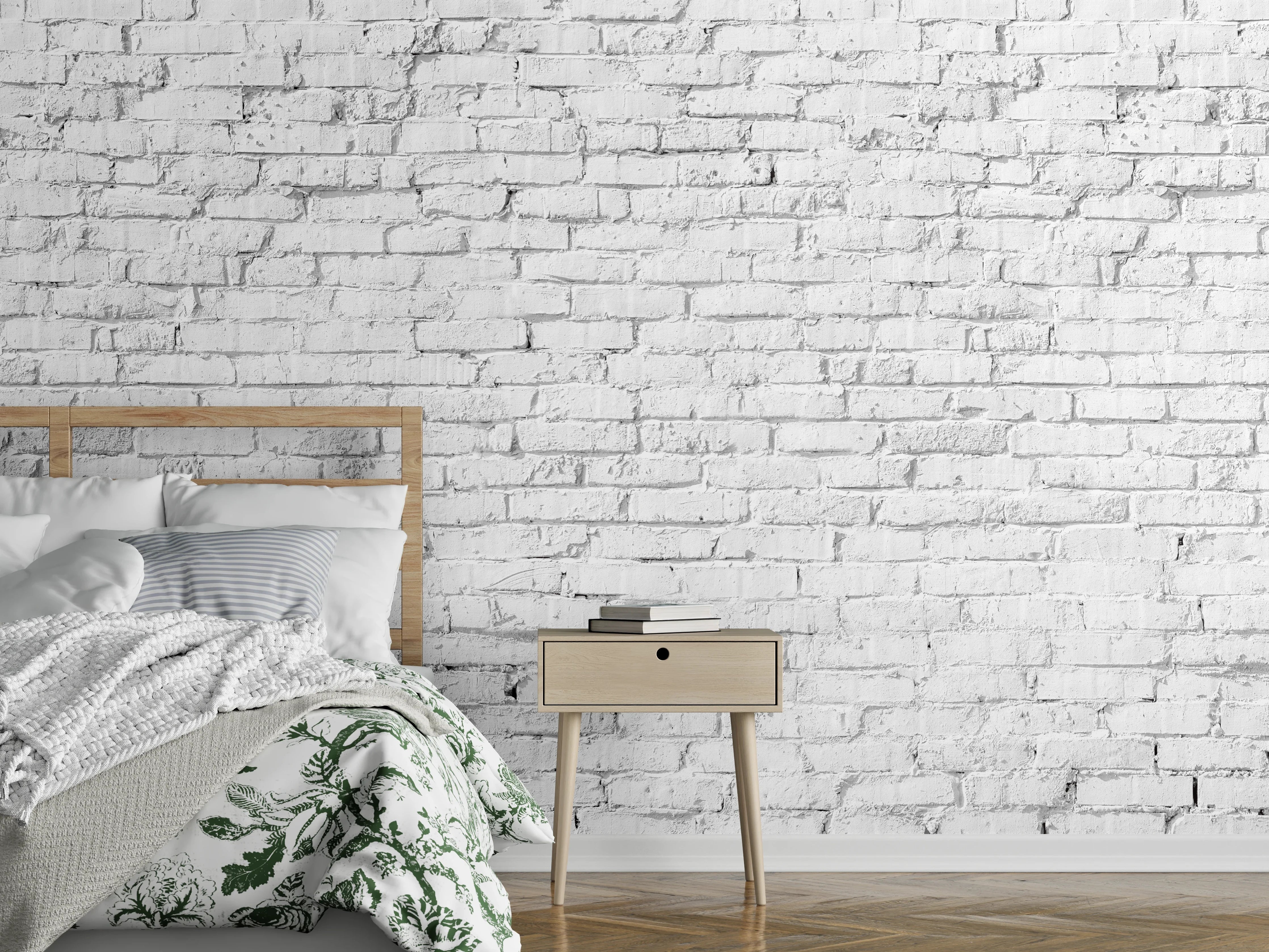 Wandverkleidung Schlafzimmer - Weiße Ziegelwand - Steinmauer
