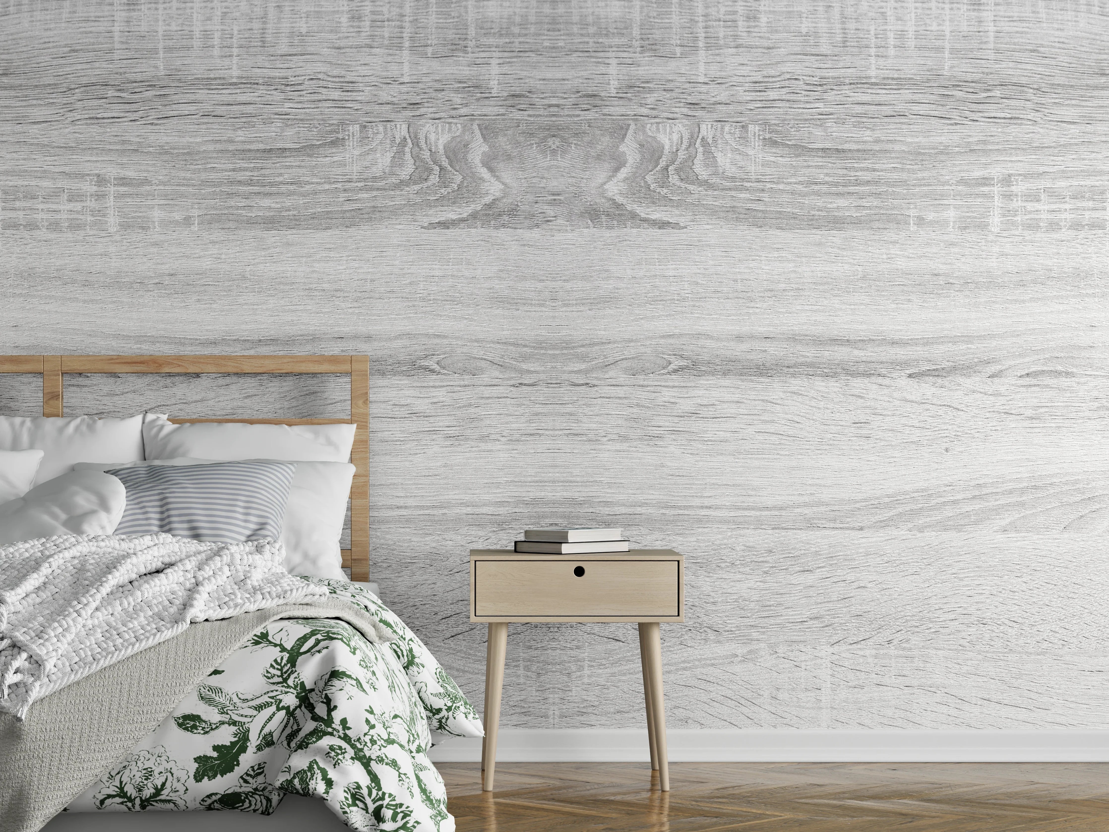 Wandverkleidung Schlafzimmer - Weiße helle verwitterte Holztextur